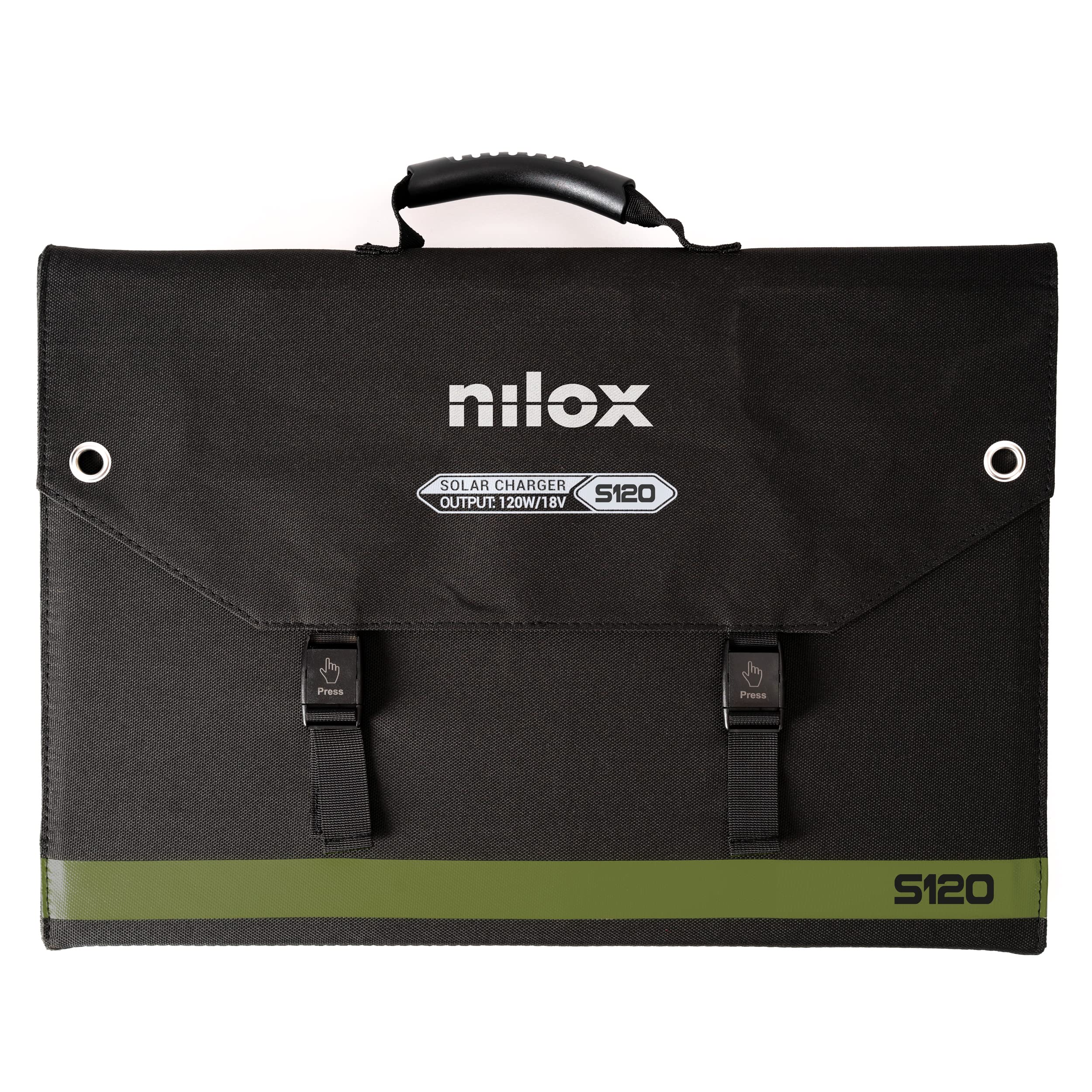 Nilox, Pannelli Solari S120, Pannello Fotovoltaico Monocristallino da 120W per Gite Fuoriporta e Uso Domestico, Ricarica di Devices a 5V, Power Station ed Elettrodomestici se Collegato con Inverter