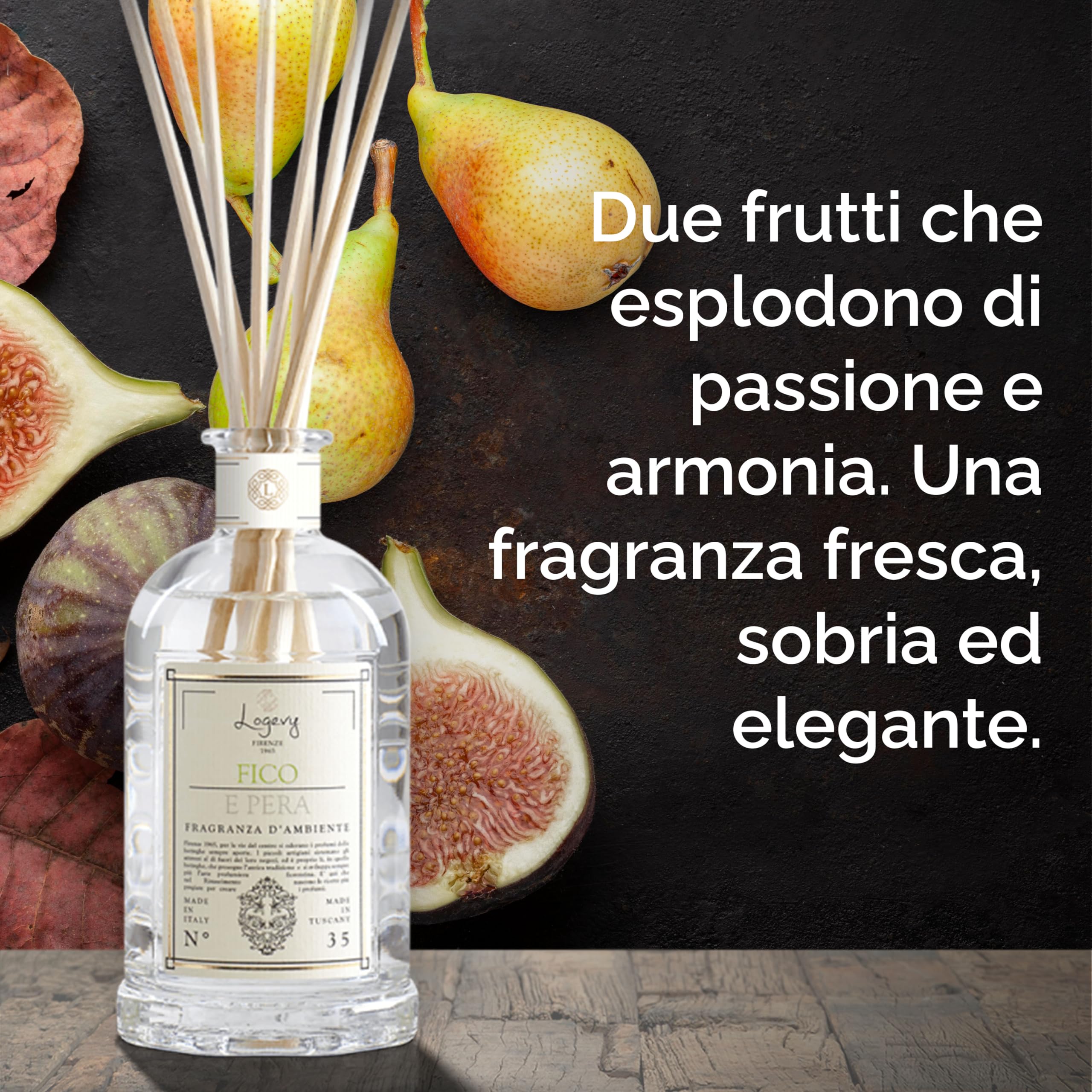 LOGEVY - Profumatore per Ambienti per Il Benessere della Persona e della Casa - Fico e Pera (500 ml New 2022)