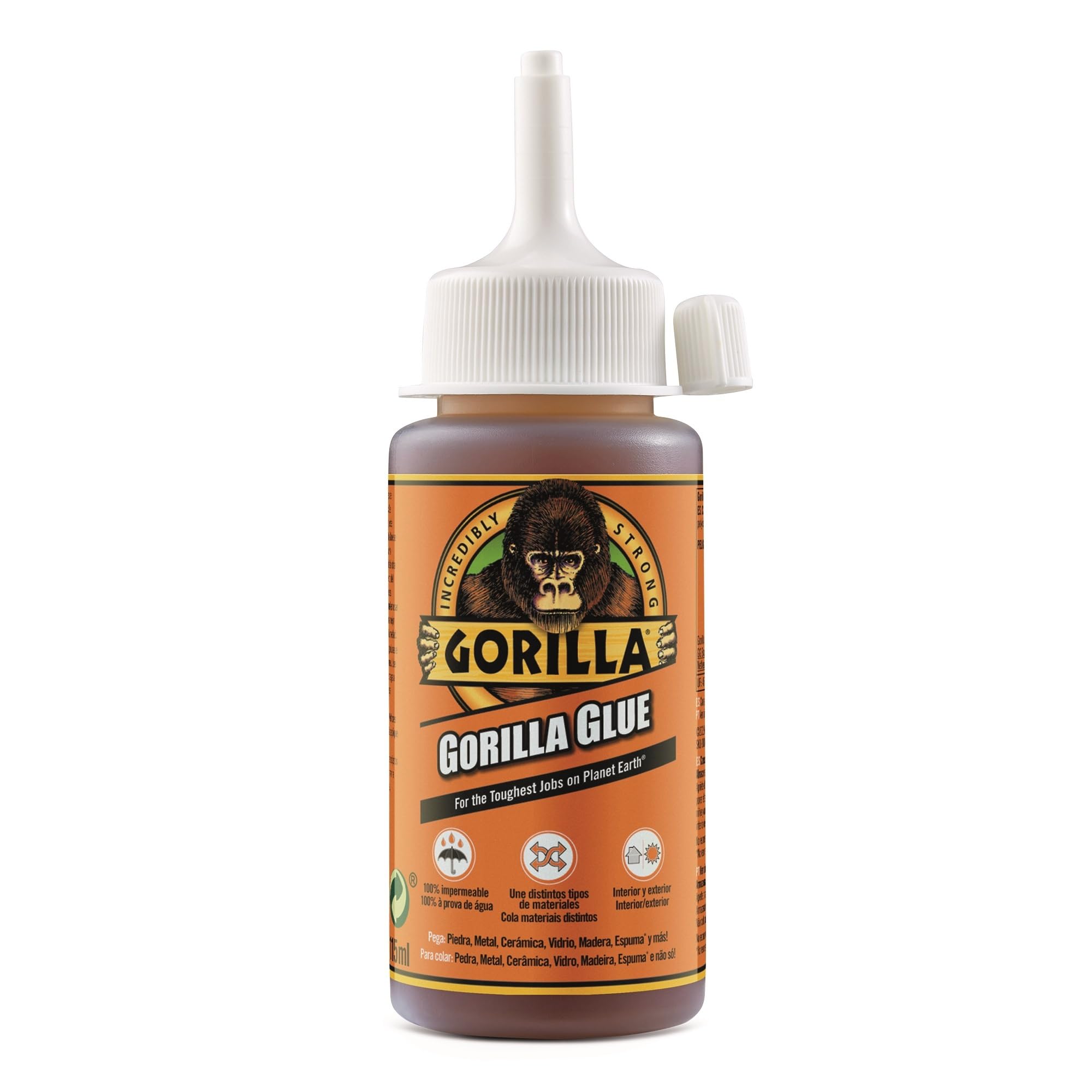 Gorilla Glue 1034400 - Pegamento de Poliuretano - 115 ml - Resistente - Piedra - Cerámica - Madera - Resistente al agua