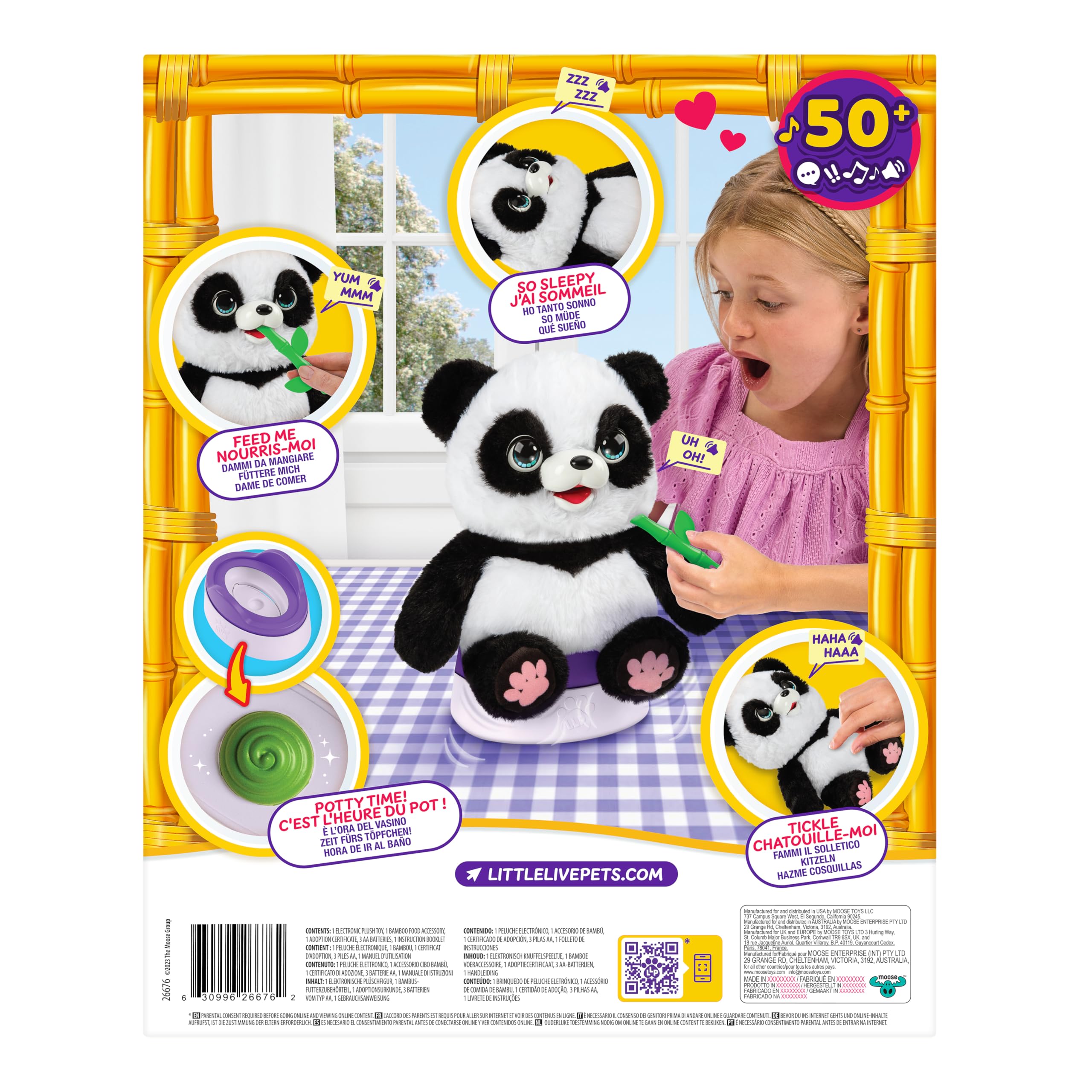 Little Live Pets My Baby Talking Panda ChuChu, Cuddly Panda Toy Plush with 50+ Sounds, Potty Dance, Kick, Feed, Kids Interactive Animal Toys Ages 4+