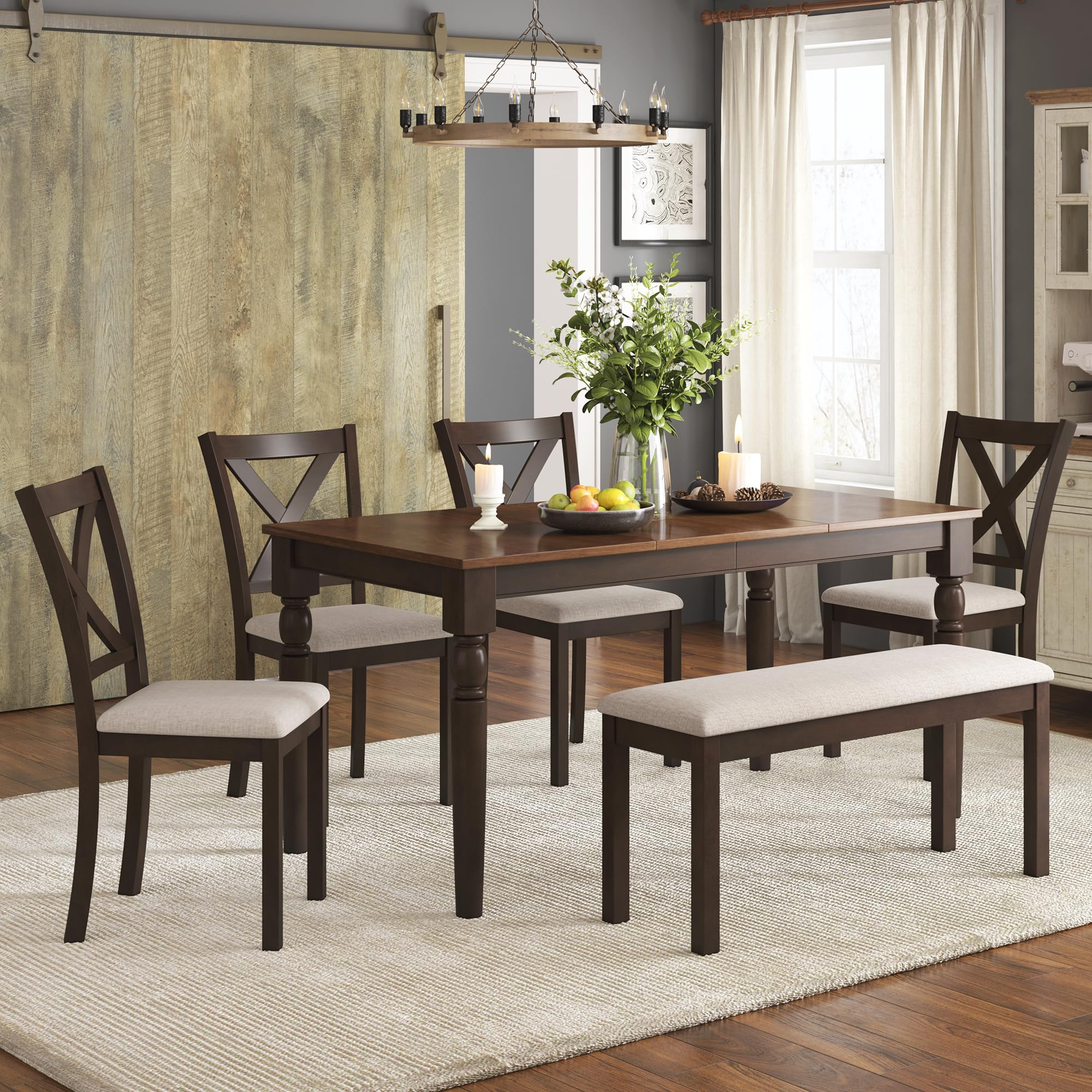AMERLIFE 6 Piece Farmhouse Dining Set