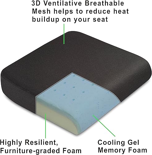Miniatura 3 de TravelMate Extra-Large Cojín de asiento de espuma viscoelástica extragrande - Perfecto para silla de oficina y silla de ruedas - No se desliza