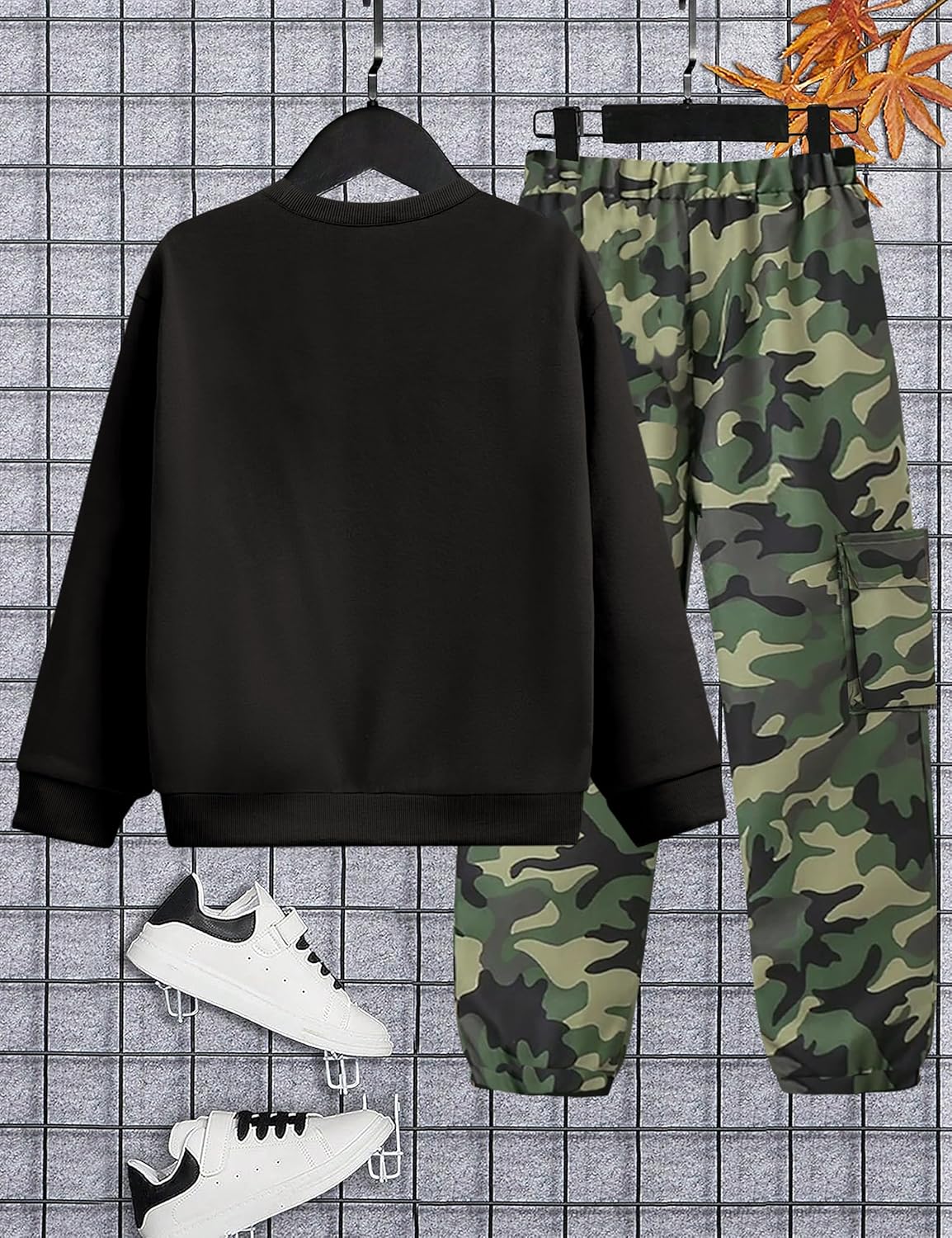 WIQI Boys Clothes 2 Piece Long Sleeve Pullover Sweatshirt and Camouflage Sweatpants Fall Winter Outfits Set 6-14Y - Image 6