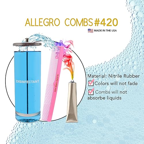 Miniatura 6 de Allegro Combs 420 Peines de corte para peluqueros para barba, bigote para hombres, mujeres y niños pequeños, trenzar el cabello de 3 unidades (rosa