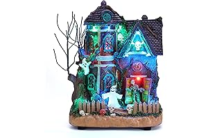 Valery Madelyn Halloween Village for Home Decor, 10Inch Lighted Cute Halloween House...