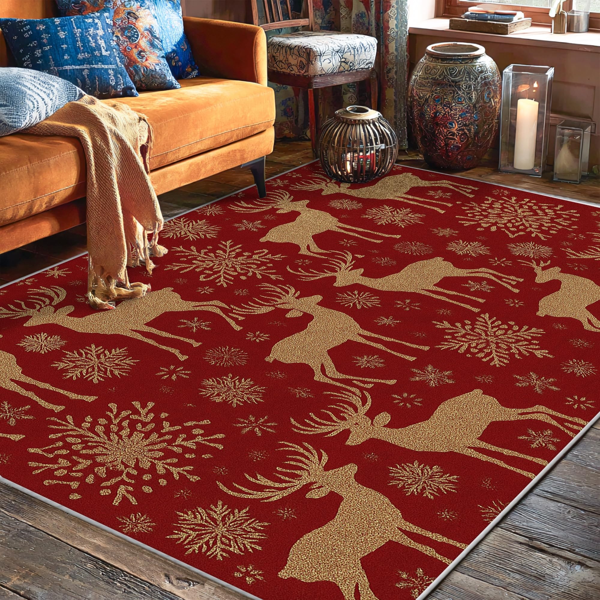 Tapis anti-tache et antidérapant rouge pour sécuriser votre salon