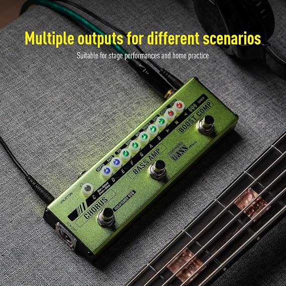 Valeton MES-2 Dapper Bass Mini Effect Strip and Valeton VGC-3 10ft Premium Instrument Cable Straight-Straight for Electric Acoustic Guitar bass Other Musical Instrument bundle