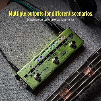 Valeton MES-2 Dapper Bass Mini Effect Strip and Valeton VGC-3 10ft Premium Instrument Cable Straight-Straight for Electric Acoustic Guitar bass Other Musical Instrument bundle