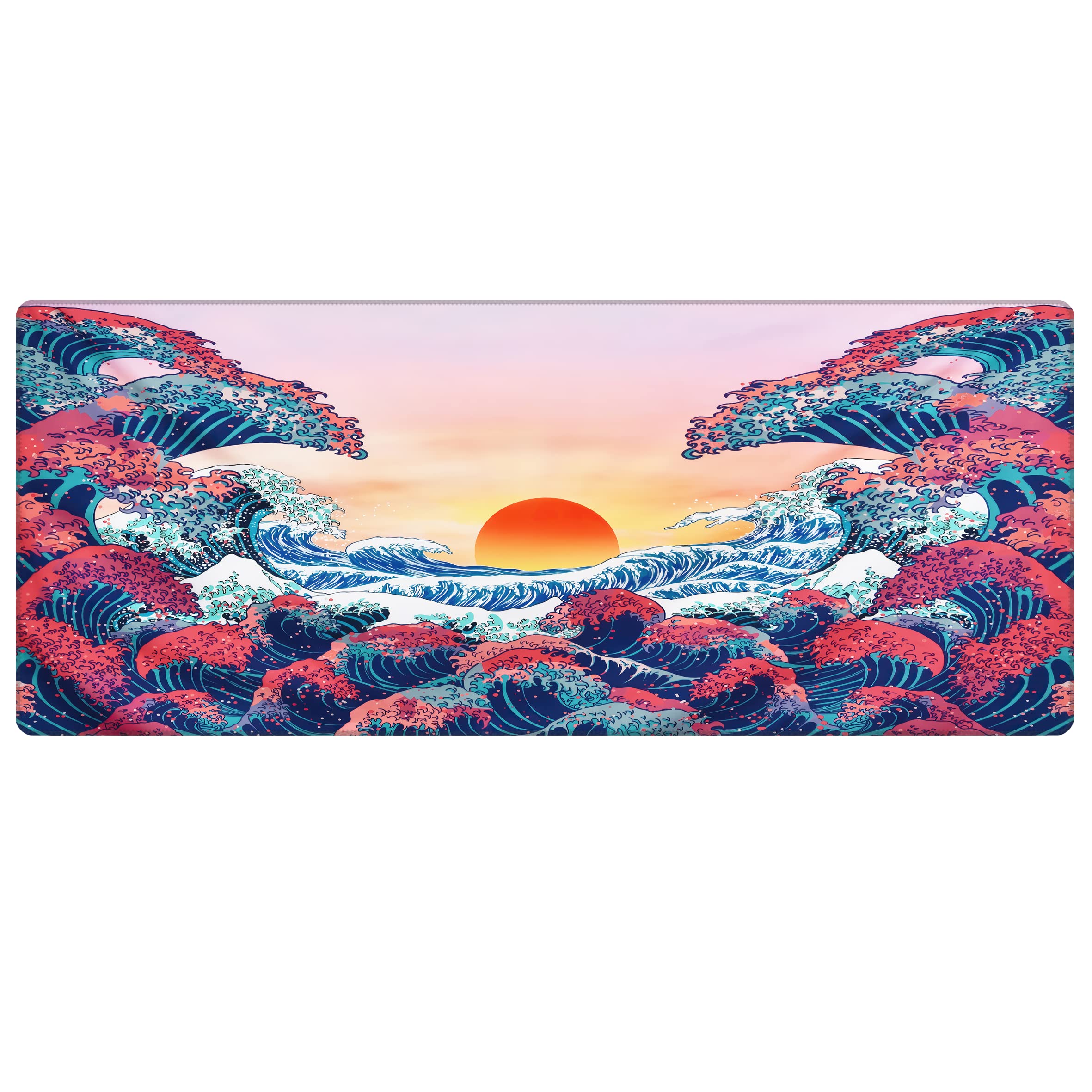 Porge Gamer Mouse Pad 70x30 Mouse Pad XXL Büyük Oyuncu Ofis Mouse Altlığı Mousepad (Renkli Kanagawa, 70x30 cm 3mm kalınlık)