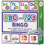 Party Hearty Alphabet and Number, ABC and 123 Bingo Board Game for Kindergarten and Preschool Kids Learn to Read Fun 2 Versions for Ages 4 and Up (Food Edition)