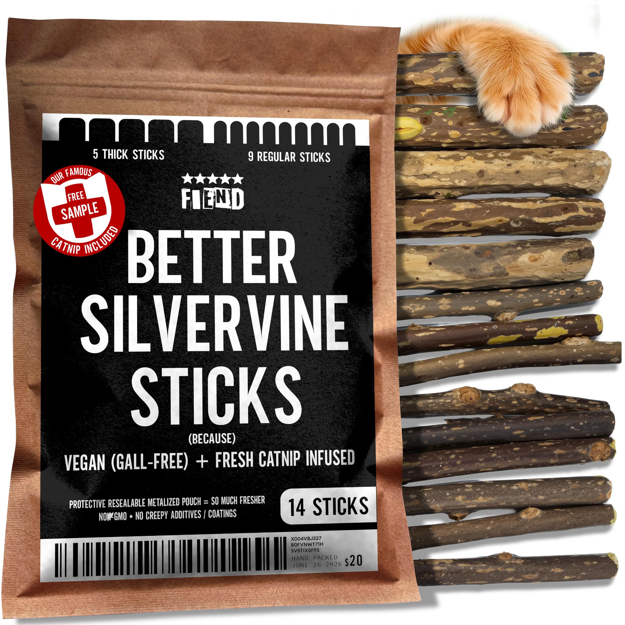 Fiend Silvervine Sticks para prevenir el aburrimiento y la apatía en gatos