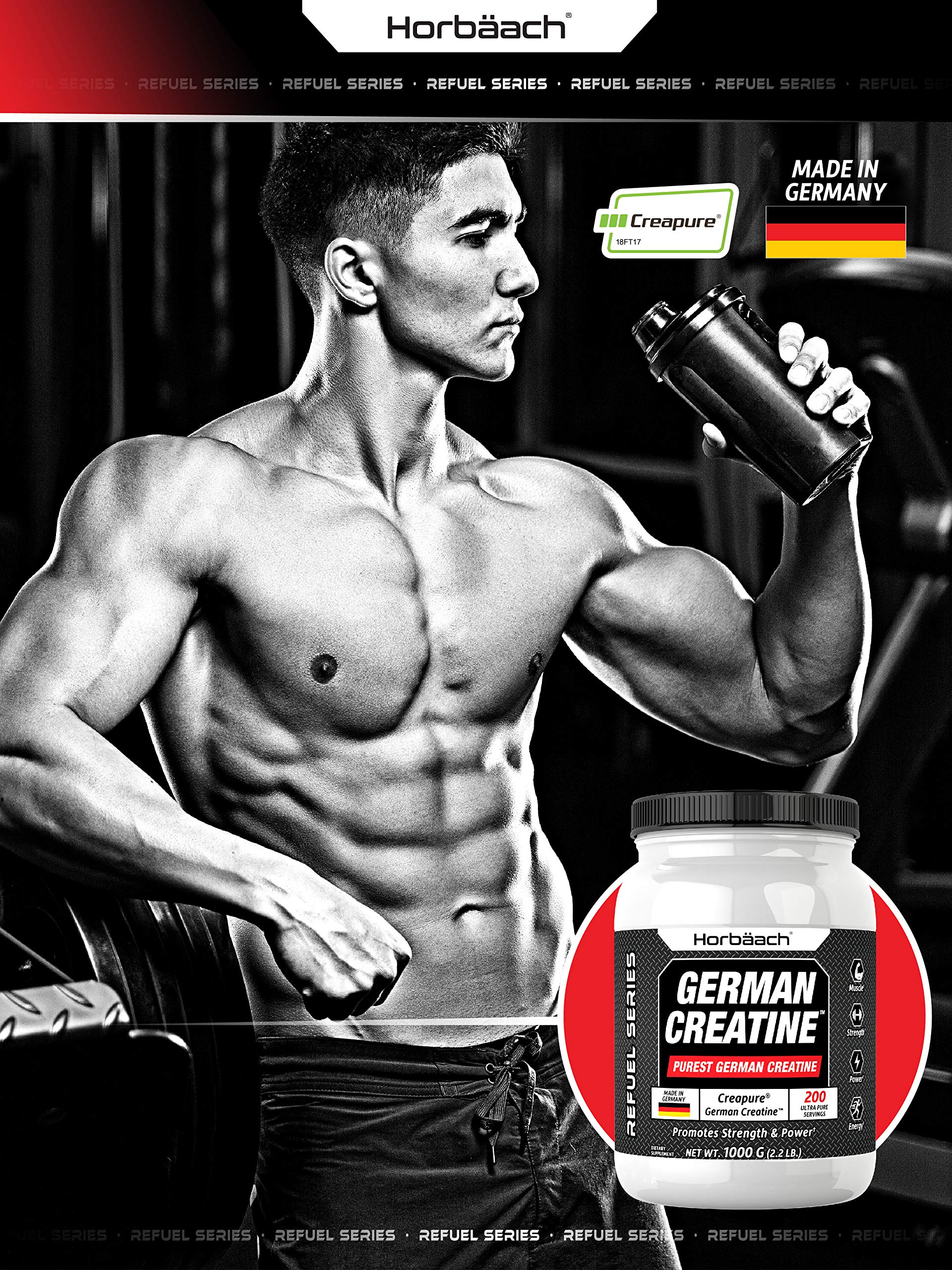 German Creatine Monohydrate | 1000g Creapure Powder | Vegetarian, Non ...