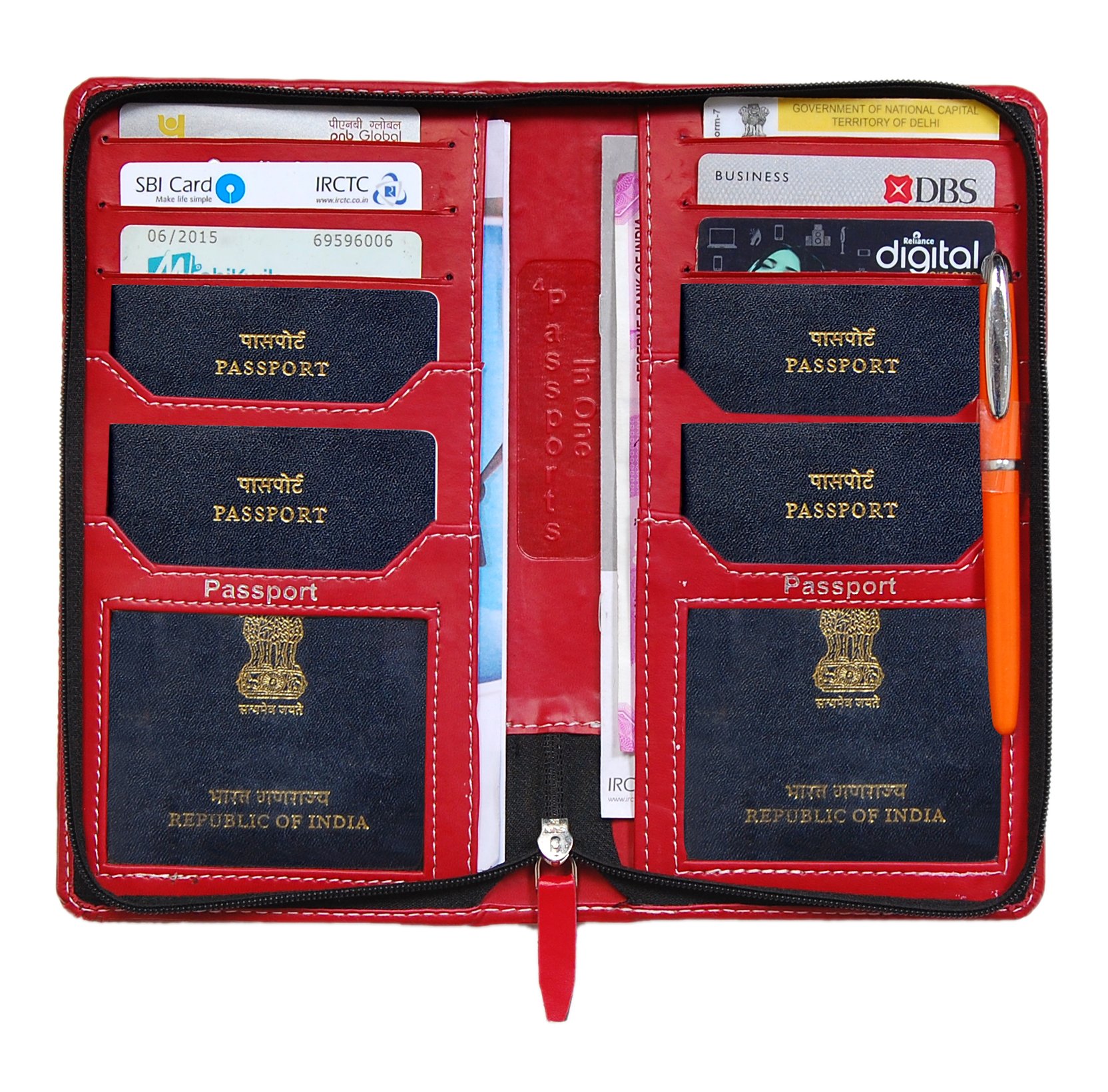 4#Passport Holder, Mini Cards Holder and Currency Wallet (All in One) and 6 Credit Card Slot (Material- Imported PU Color - Maroon Light)-image-14
