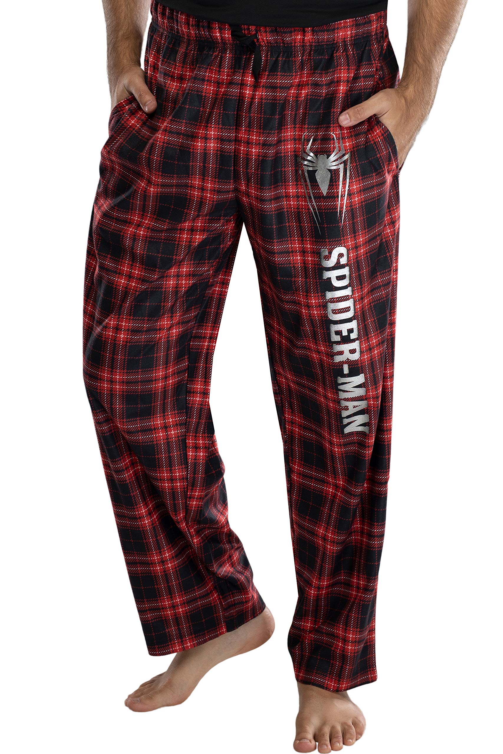 IntimoMarvel Comics Men's Spider-Man Logo Plaid Lounge Pants Sleepwear Pajama Pants