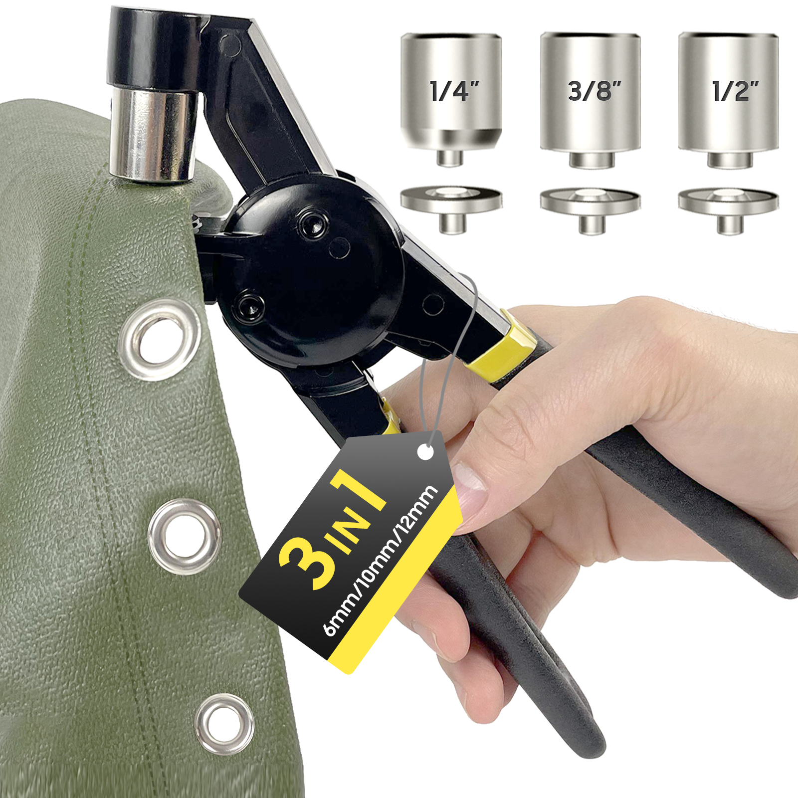Amazon.com: HAPDEN Grommet Tool Kit 1/2 1/4 3/8 Multi-Size Hole