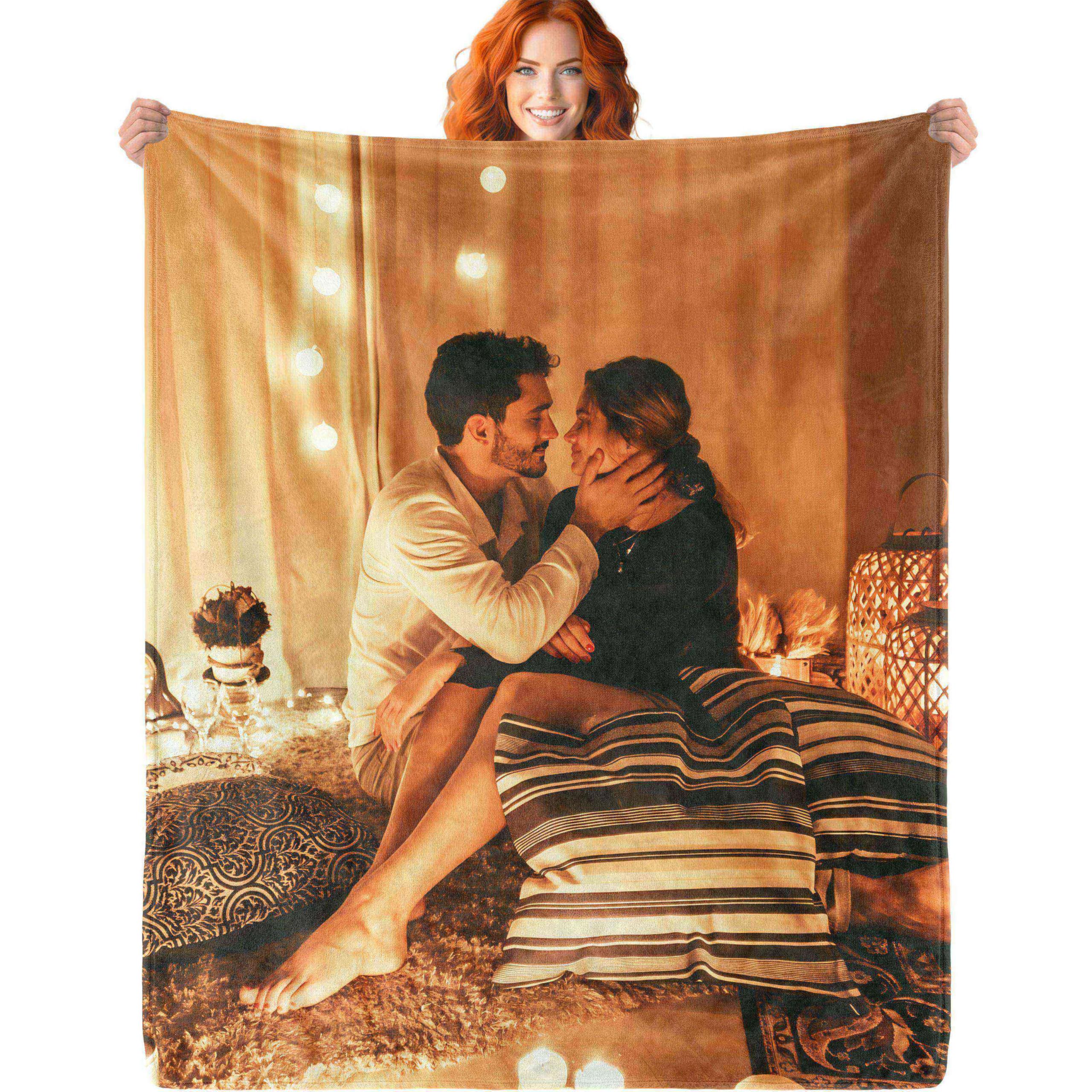 Ericat Photo-1-2 Personalised Blanket Photo And Text, Cuddly Blanket For Mum, Dad, Couples, Girlfriend, Boyfriend, Design Yourself Gifts