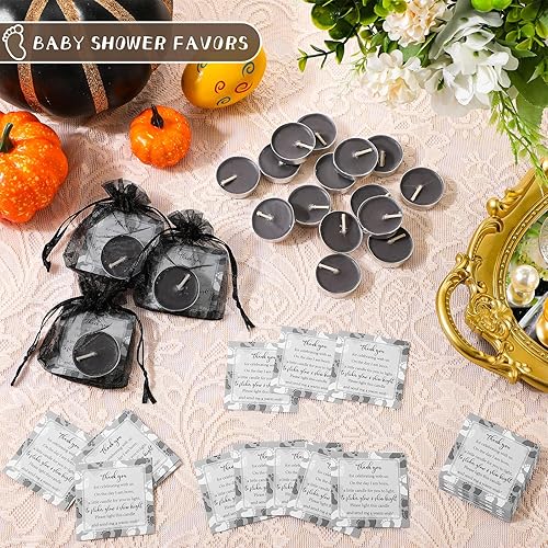 Miniatura 24 de 50 juegos de recuerdos de fiesta de baby shower, incluyendo 50 velas sin perfume para baby shower, bolsas de regalo, tarjetas para suministros