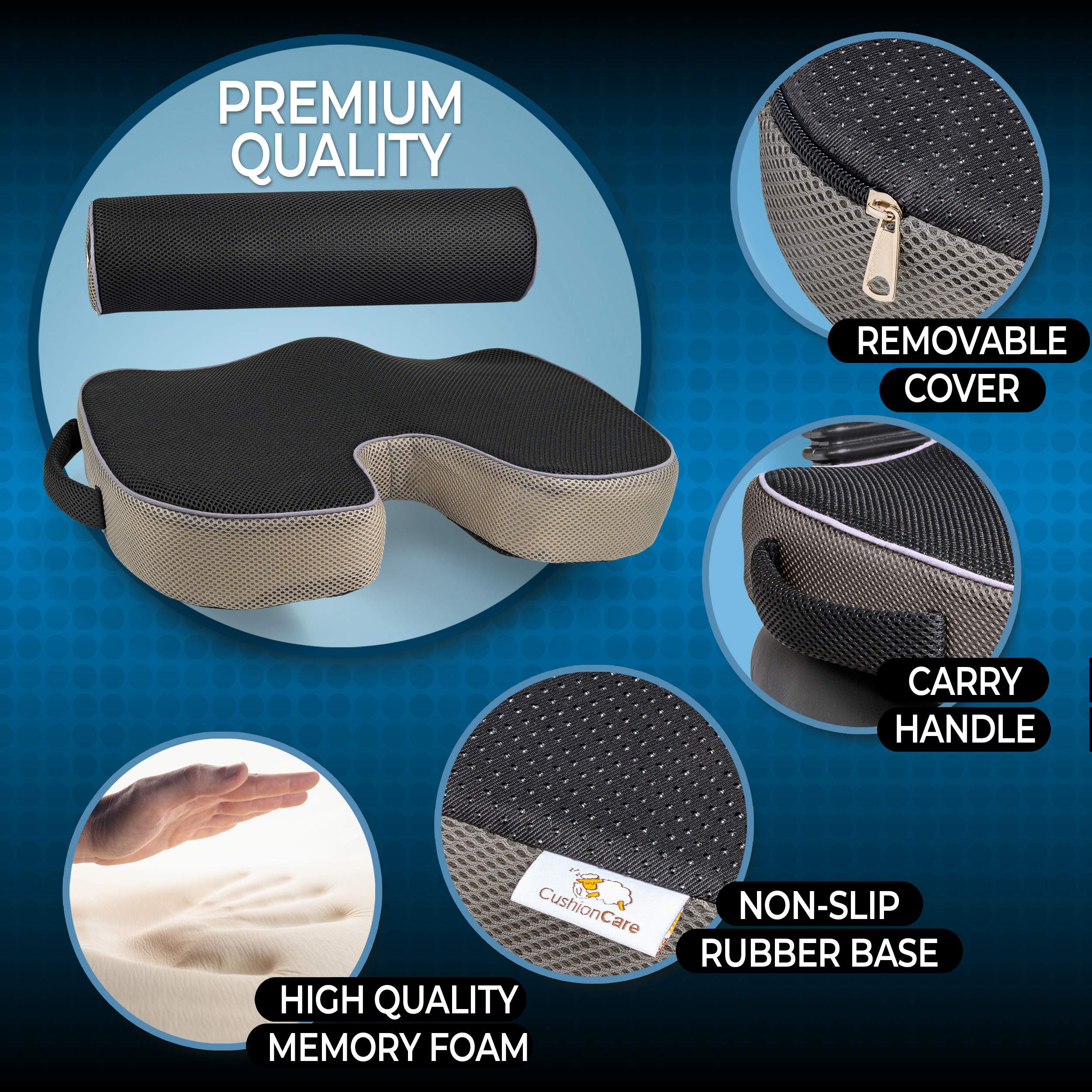 Buy 2pc Ergonomic Seat Cushion Lumbar Roll Combo for Office Chair