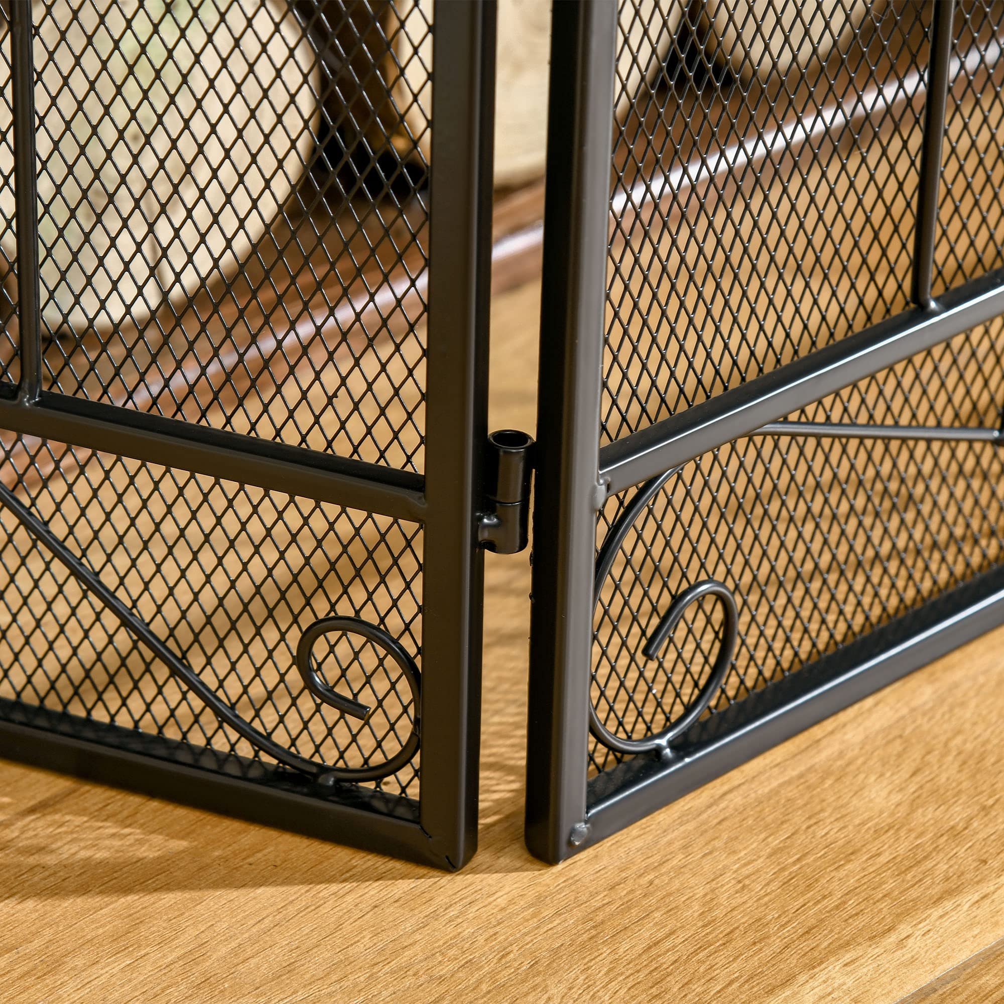 HOMCOM Grille de Protection pour Cheminée Pare-feu Large 3 Volets Pliables Acier Métal Noir
