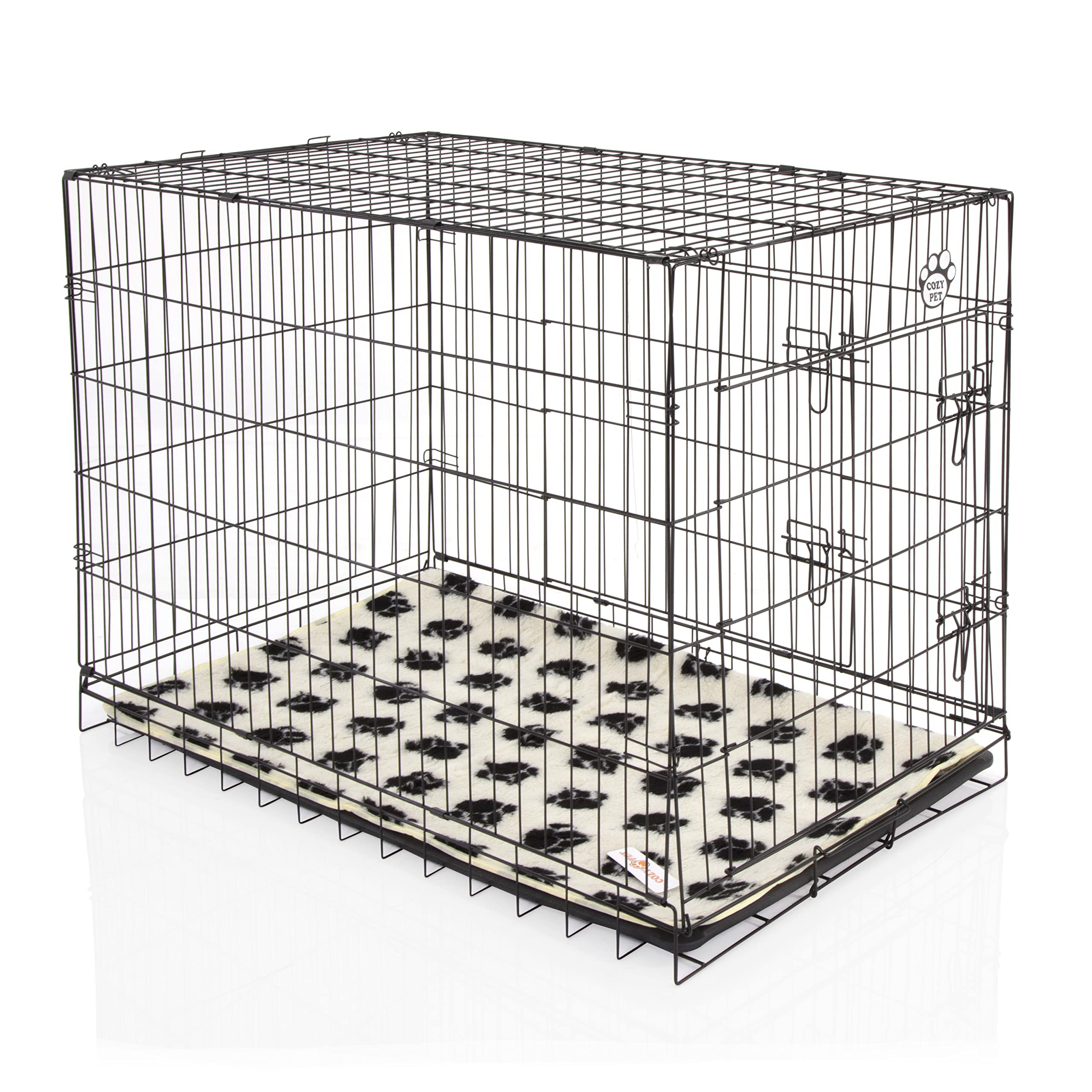 Cozy Pet Dog Cage 42" Black Inc Vet Bed ABS Tray Folding Puppy Crate Cat Carrier Dog Crate DCP42B + VB42C