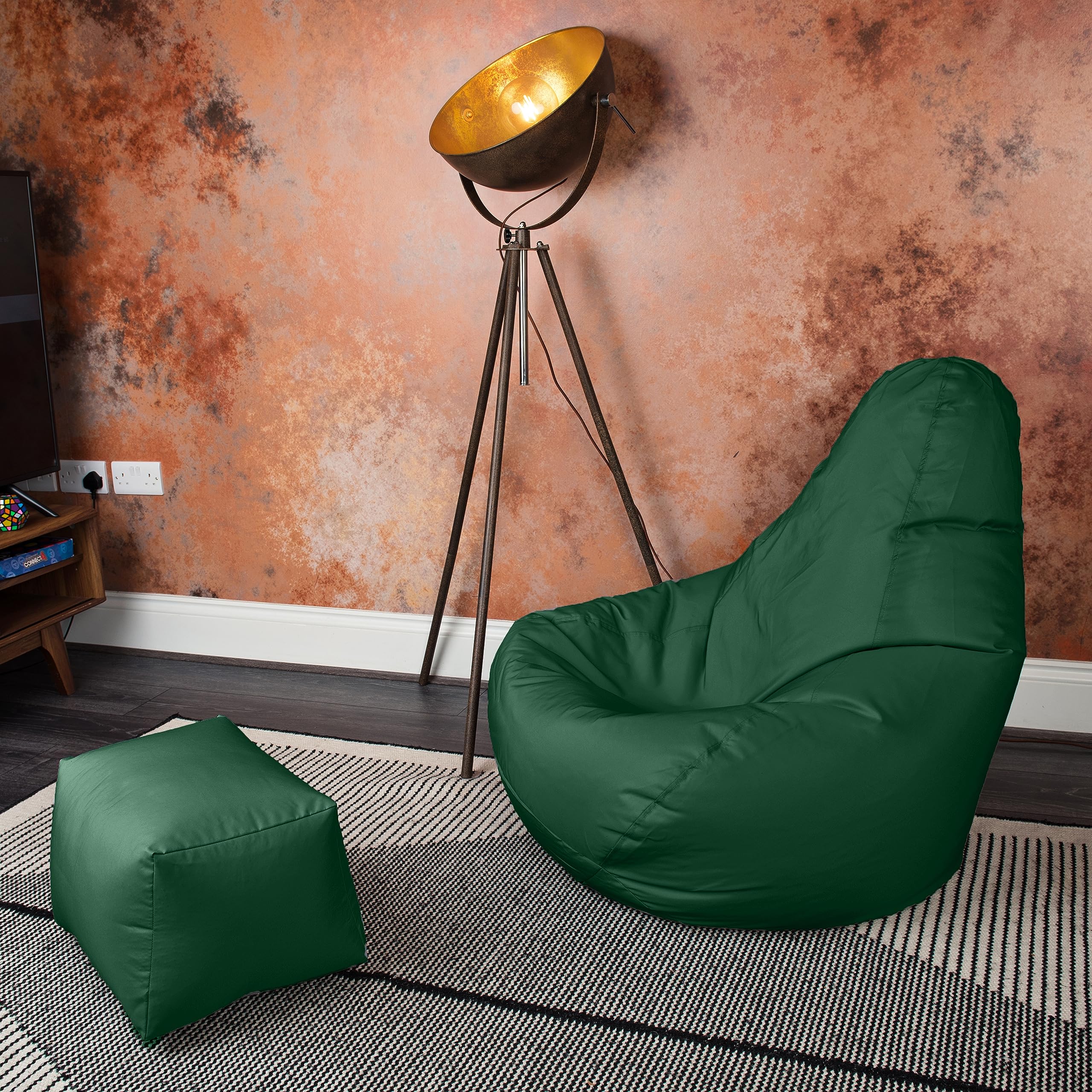 Loft 25 Silla Xl Puff Pera Con Respaldo Para Salon Sillón Puf De Adultos Gigante Exterior Con Relleno - Cúrcuma (Beanbag Con Reposapiés
