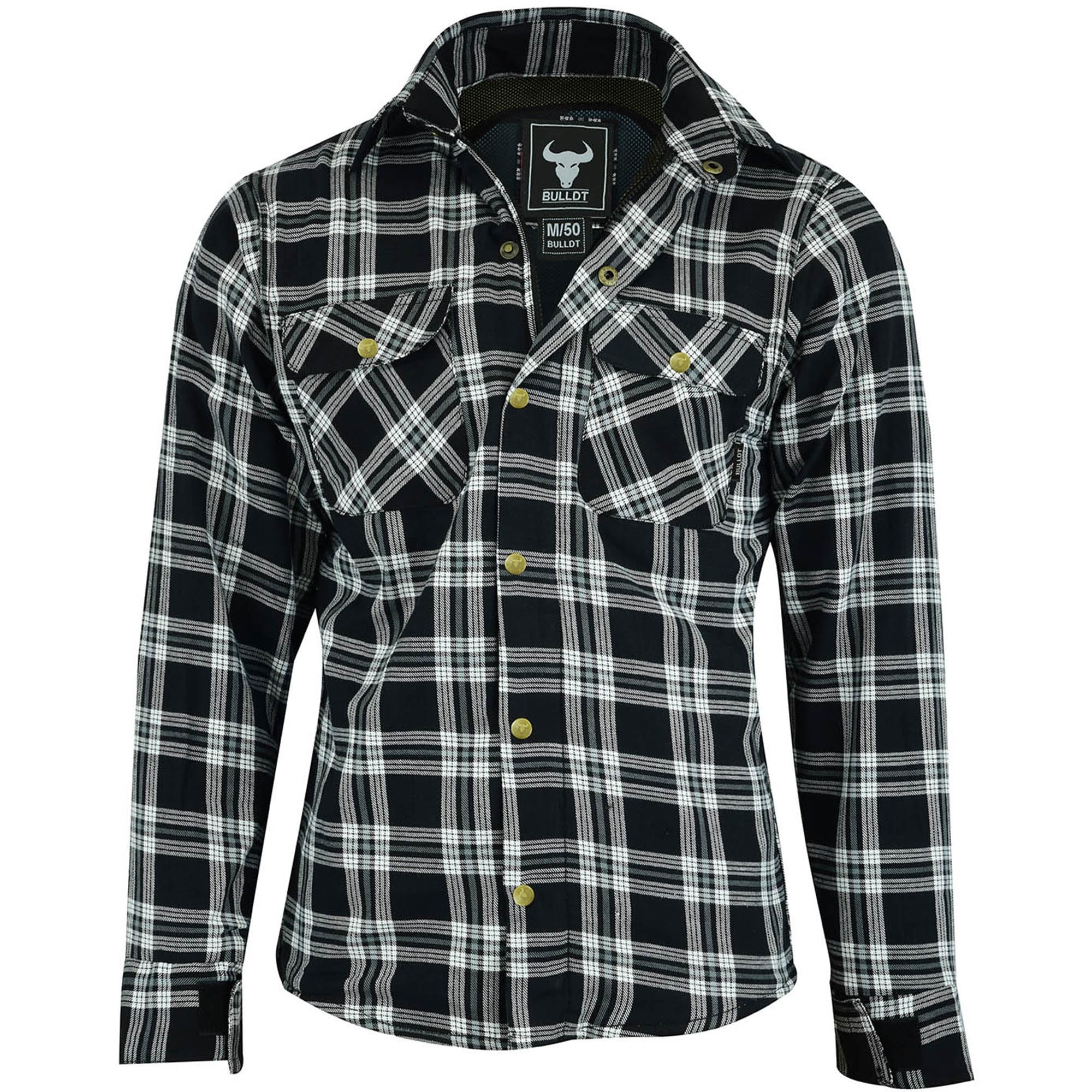 BULLDT Motorradhemd Herren mit abnehmbare CE-Protektoren - Klassisch 100% Baumwolle Holzfäller Flanellhemd - Biker Motorradjacke Hergestellt mit Aramid-Kevlar-Futter - Mit Schutz (EN 1621-1)