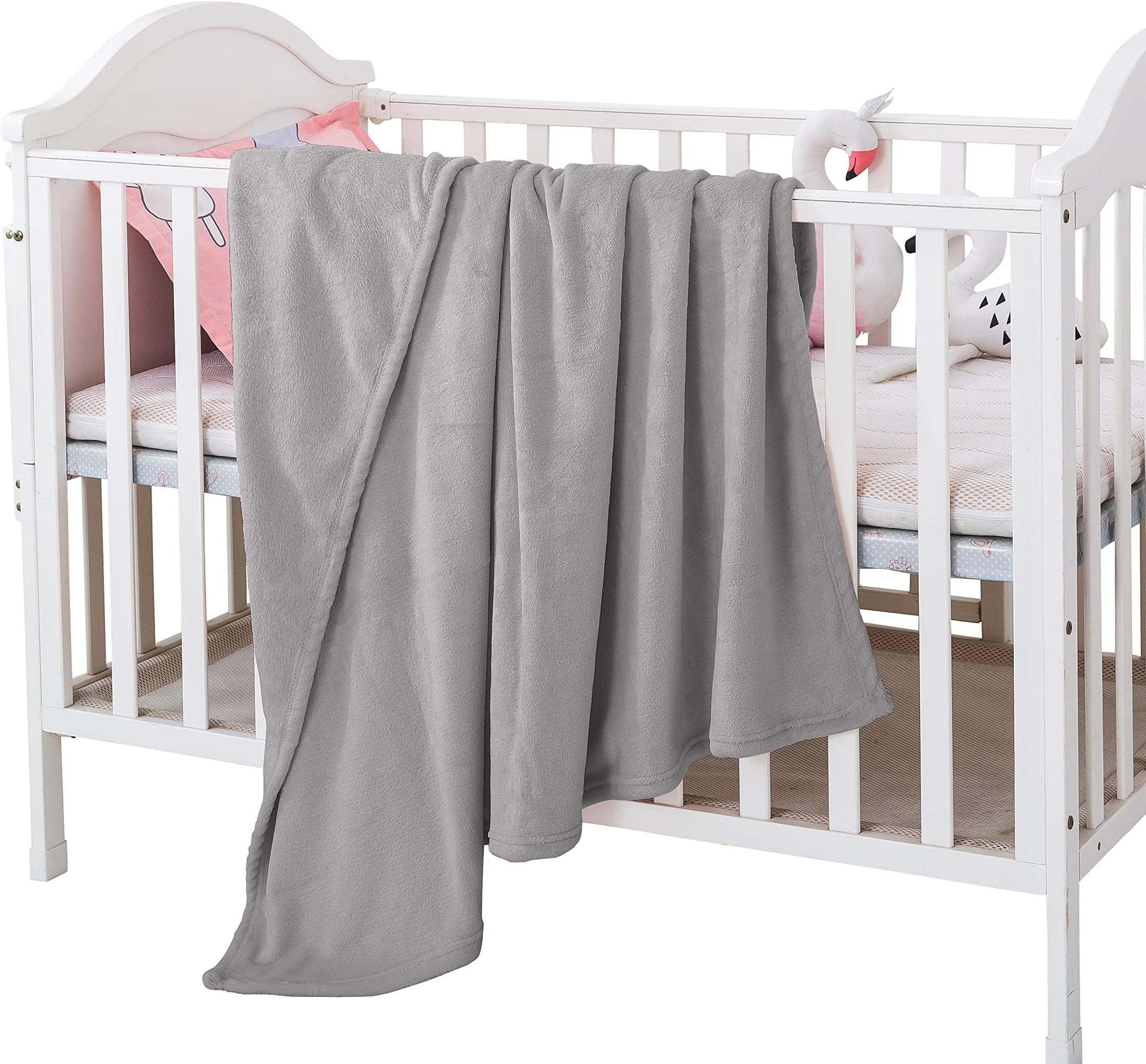 Style Basics Baby Crib Blanket - 46 X 34 Silky Soft and Cozy, Flannel Fleece Velvet for Crib, Bassinet, Stroller, Car Seat - Crib Blanket 46 X 34, Dark Gray