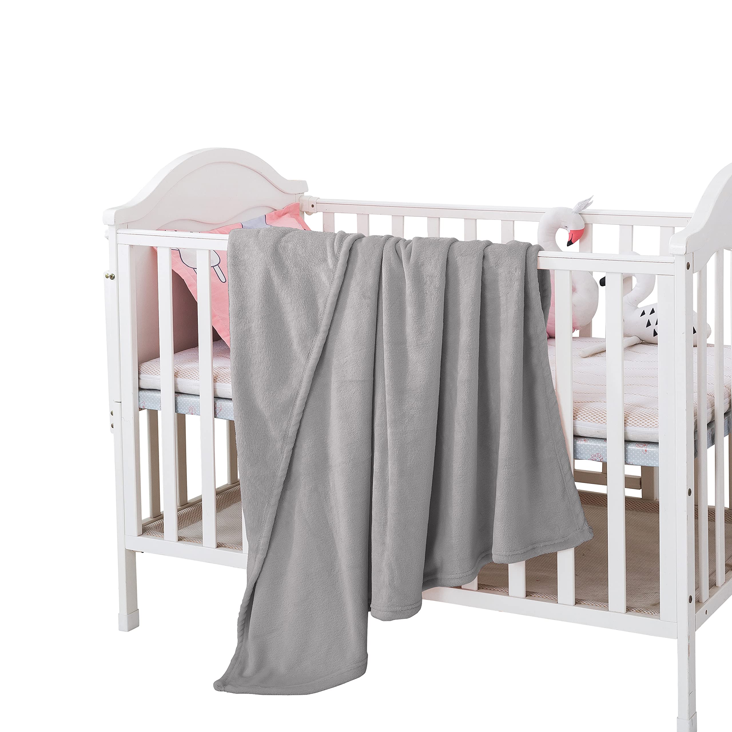 Style Basics Baby Crib Blanket - 46 X 34 Silky Soft and Cozy, Flannel Fleece Velvet for Crib, Bassinet, Stroller, Car Seat - Crib Blanket 46 X 34, Dark Gray