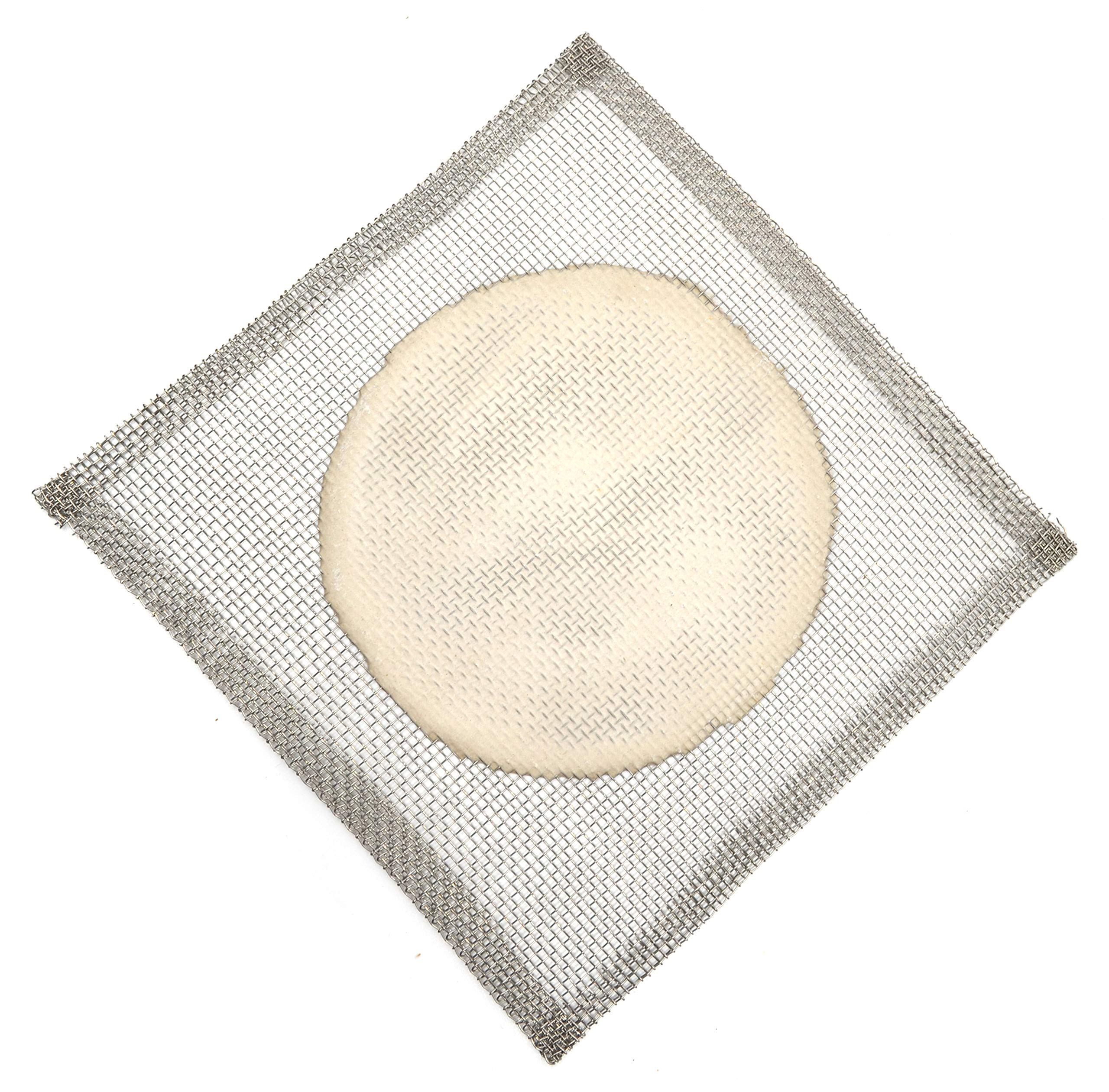 EISCO Pack of 10 Stainless Steel Wire Gauze with Ceramic Center, 5" Long