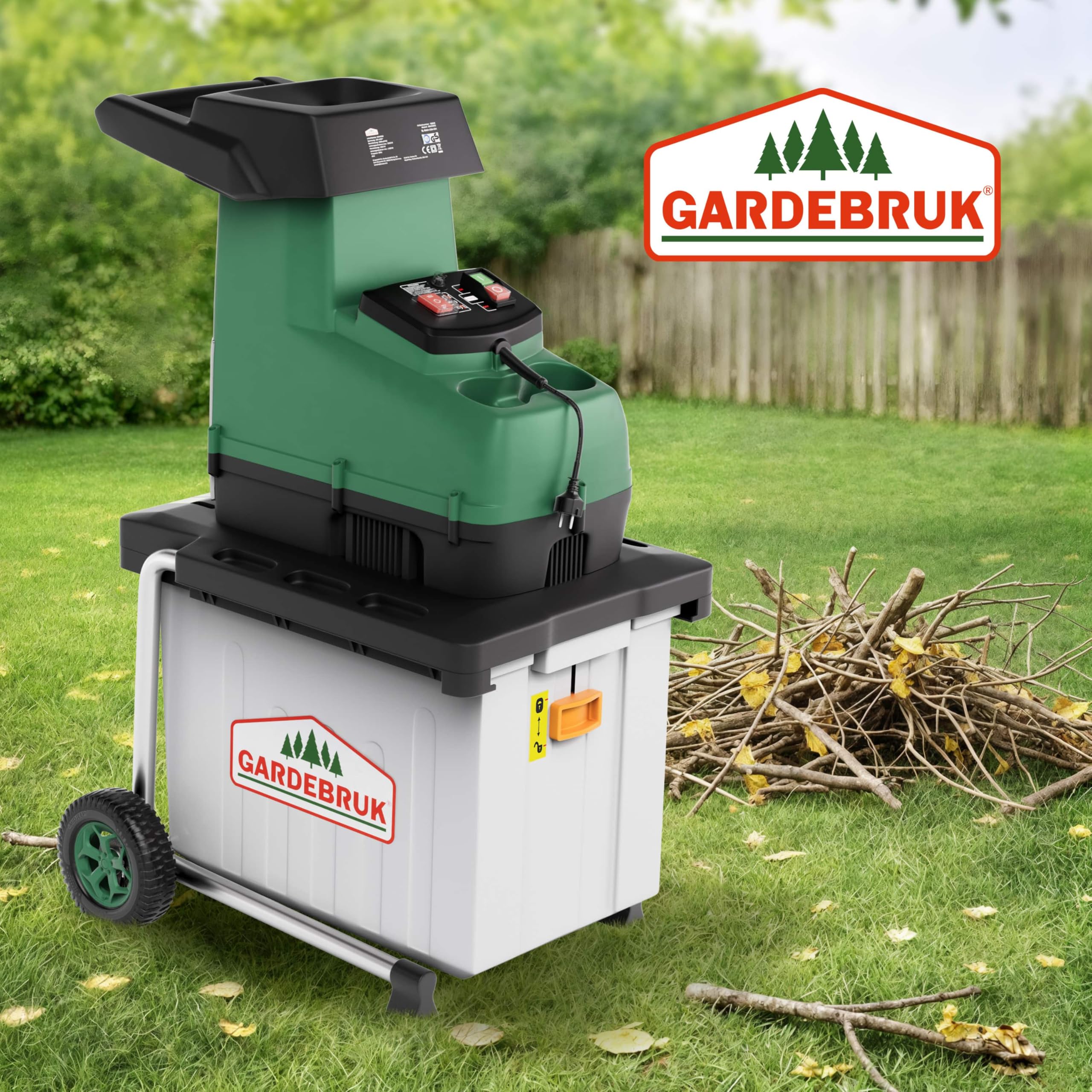 GARDEBRUK Leisehäcksler 3100 W 45 mm Aststärke Elektrisch 60 L Auffangbox Walzenhäcksler