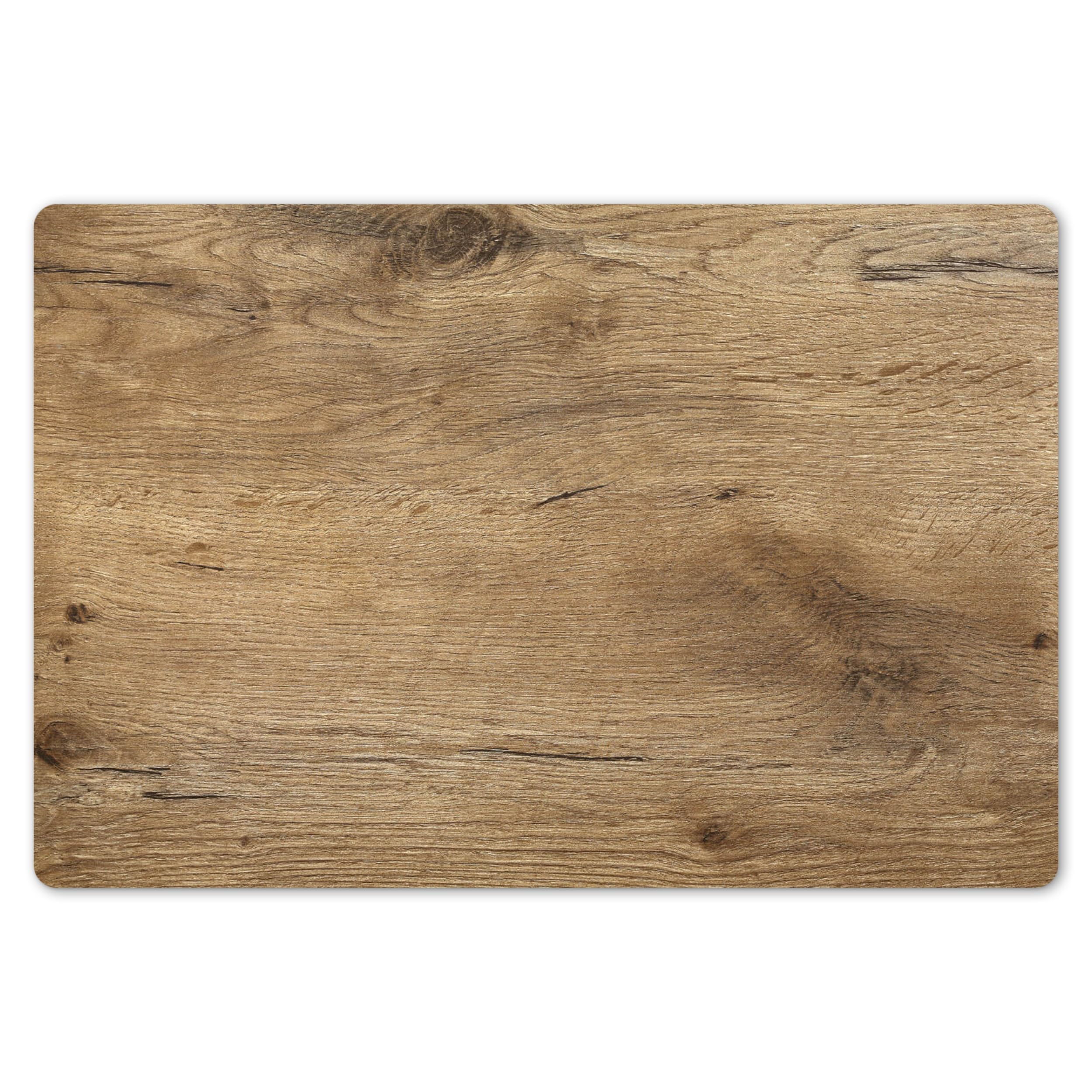 KitchenYeah© Table Mats 18"x12" / 45x30 cm Wipeable Dining Placemats Set Of 6 Anti Slip Large Plastic Vinyl Mat Kitchen Waterproof Wood Look - Brown