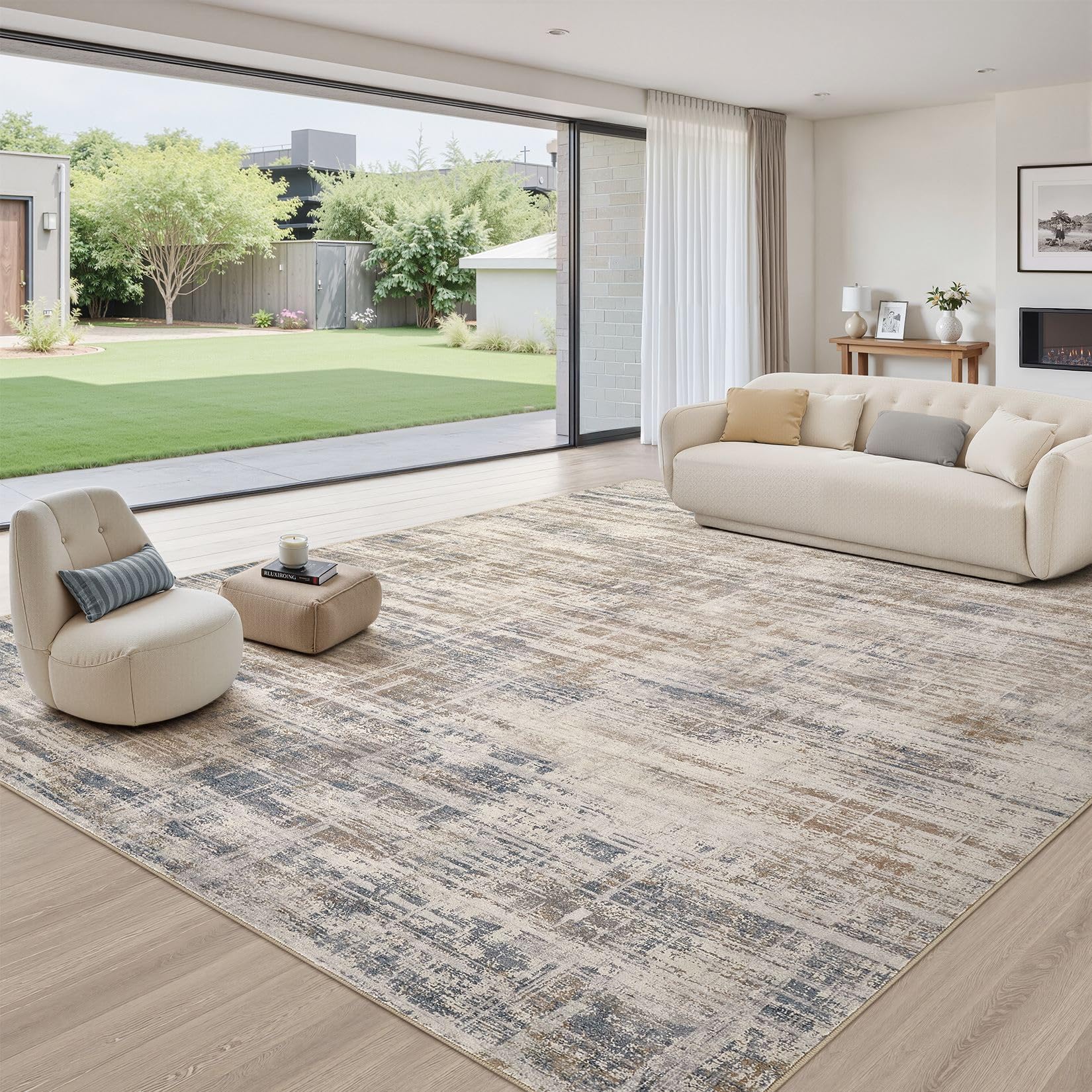UERMEI 12x15 rug brown neutral