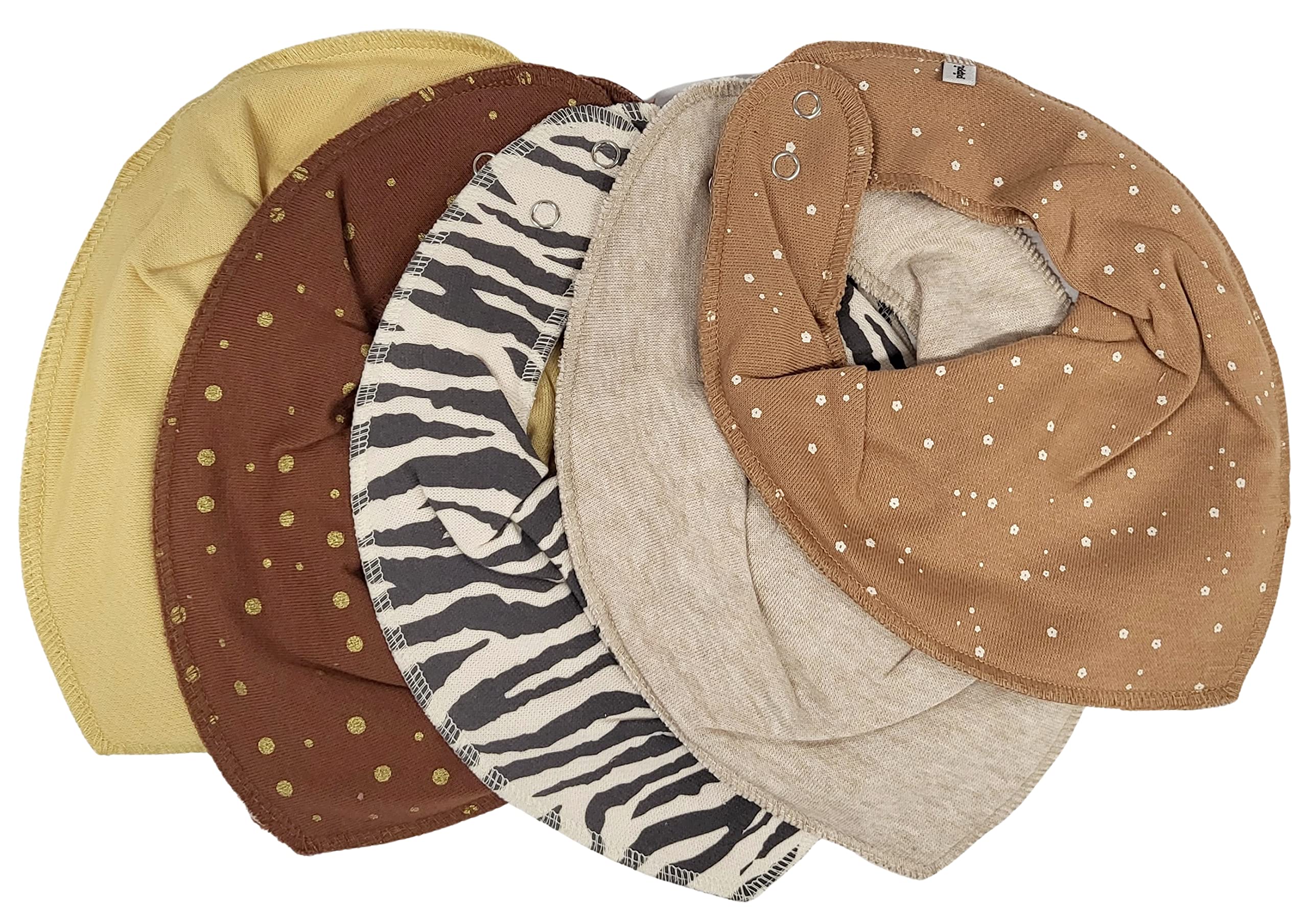 Pippi Babywear Halstücher - Baby Dreieckstücher/Lätzchen 5er Pack (*Dots + Zebra)
