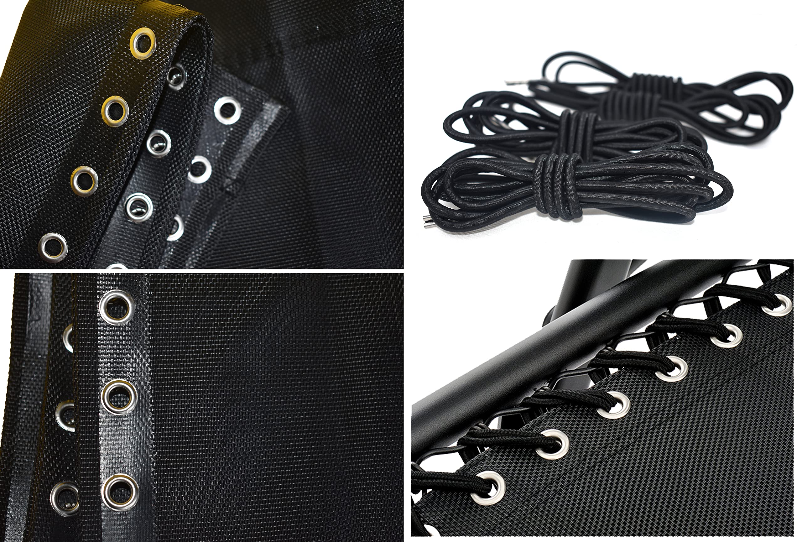 Azatemgo Tessuto Ricambio Sdraio Gravità Zero con 4 Cordini di Ricambio Universali per Sdraio - Nero 160 x 43 cm