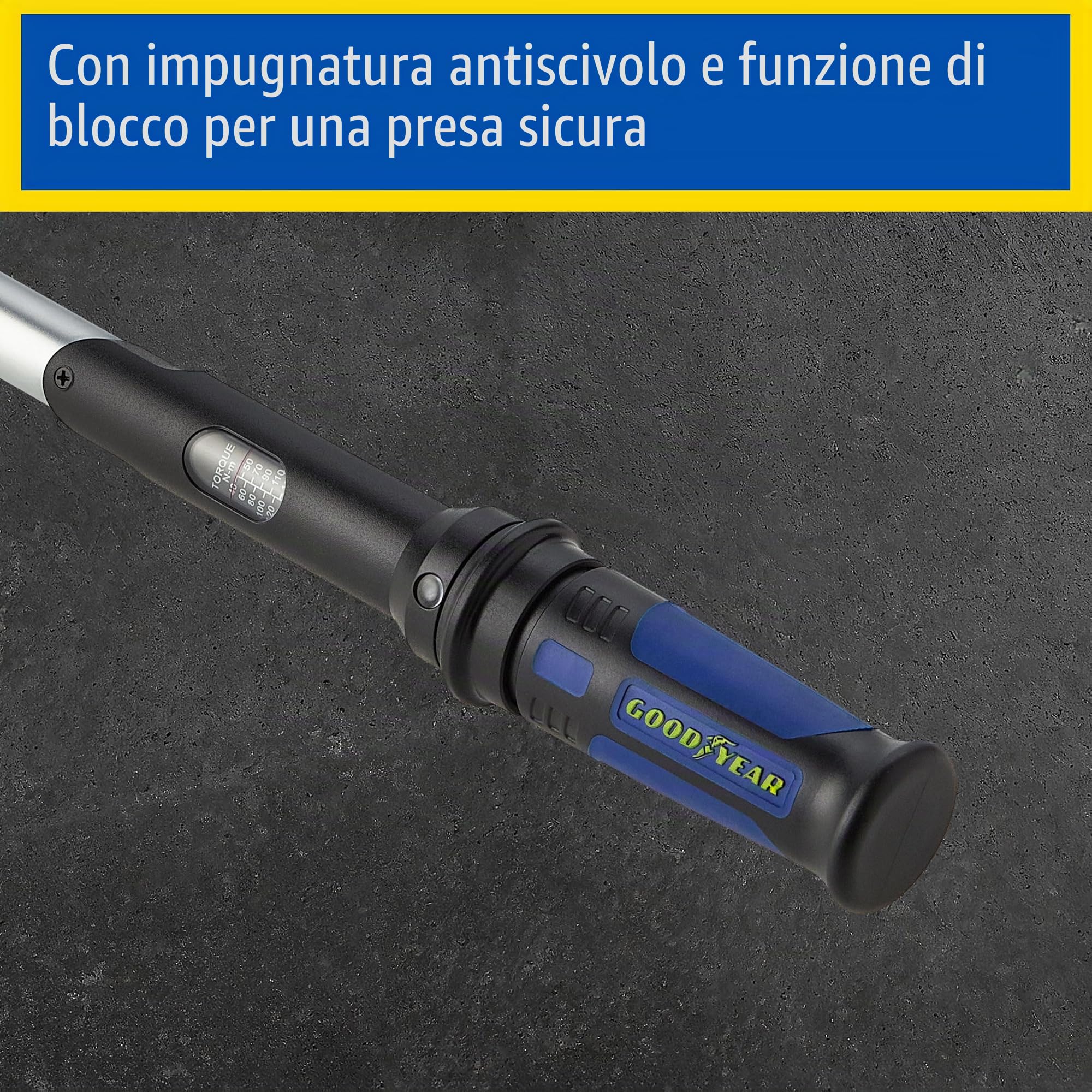 Goodyear Set di 6 chiavi dinamometriche + cricchetto reversibile + set di 3 chiavi a bussola + prolunga, scatola nera