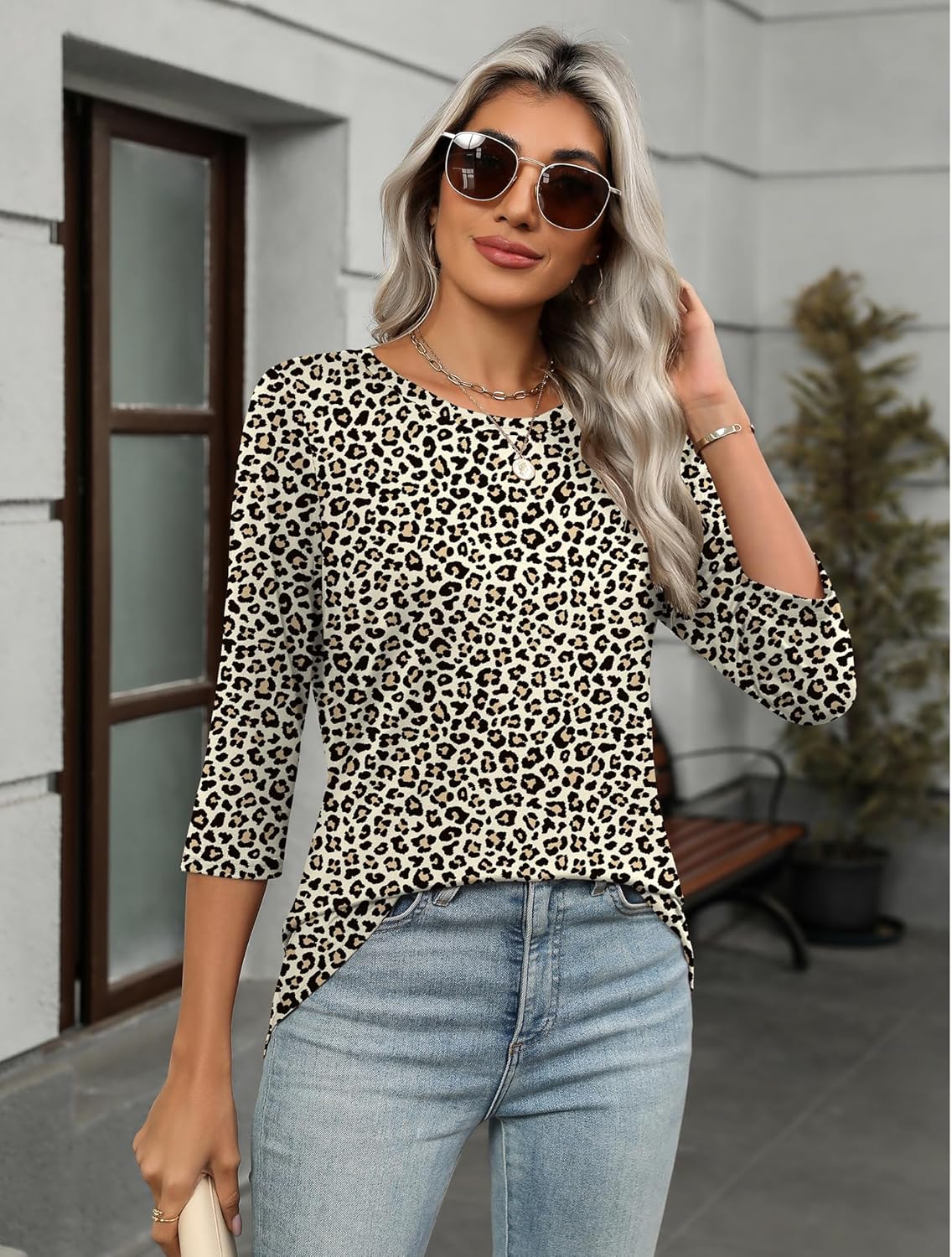 Zeagoo Women's Casual 3/4 Sleeve T-Shirts Round Neck Cute Tunic Tops Basic Tees Blouses Business Work Tee Top - Image 4