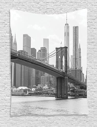 Miniatura 107 de Ambesonne Tapiz de fantasía, paisaje de fantasía con reloj, rayos de cielo de ensueño desde el techo, arte ficticio, colgante de pared ancho para