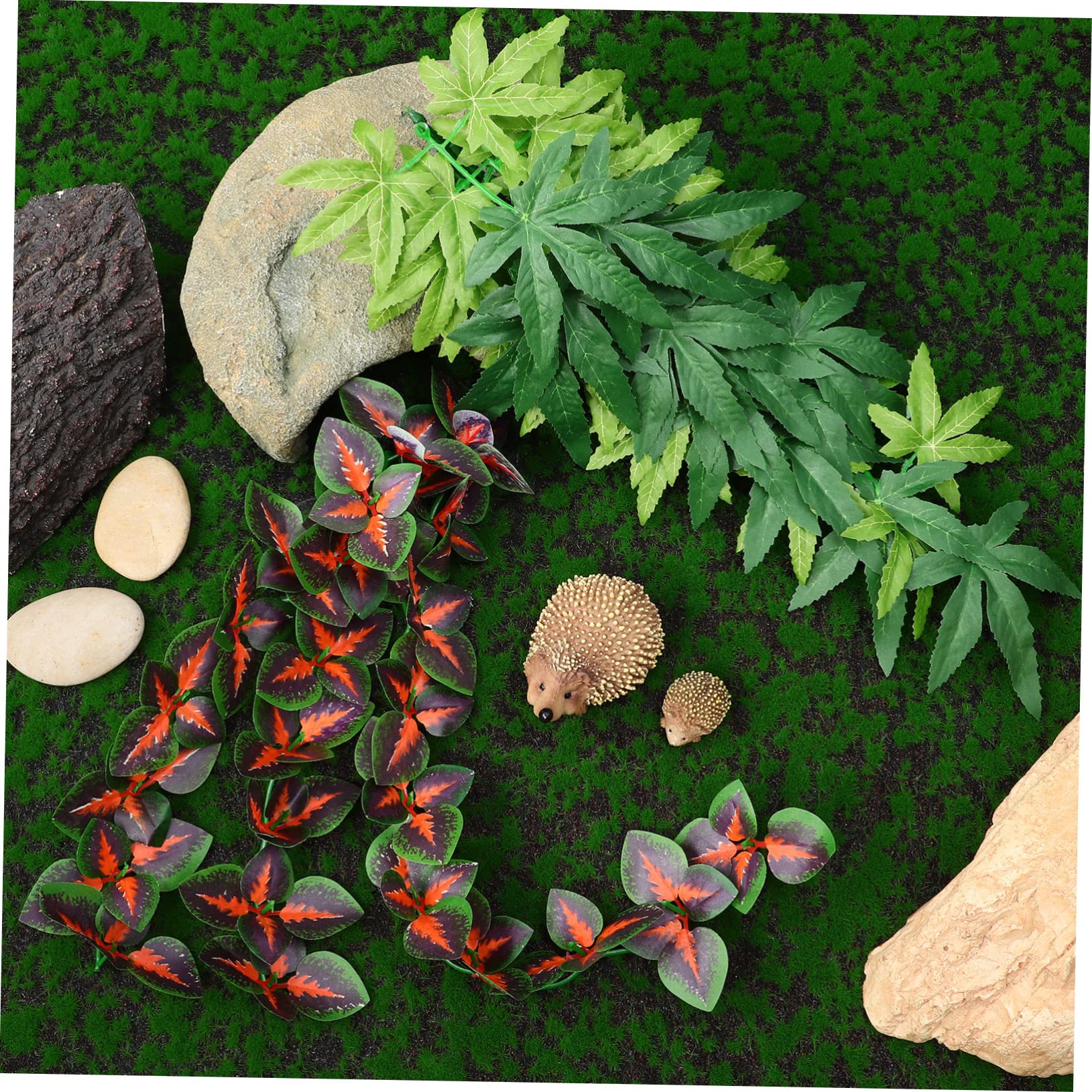 Mikikit 2sets 4 Pcs Artificial Rattan Hanging Plants with Suction Cups for Reptile Habitats Climbing Plants for Terrarium Decor and Fish Tank Decorations 4pcs*2