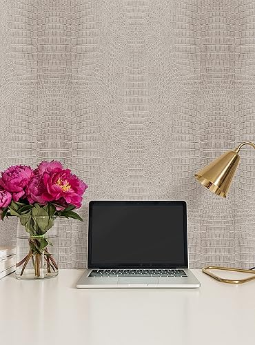 Miniatura 7 de Papel tapiz autoadhesivo de cocodrilo (beige, paquete de 6 hojas, 2 x 9 pies)