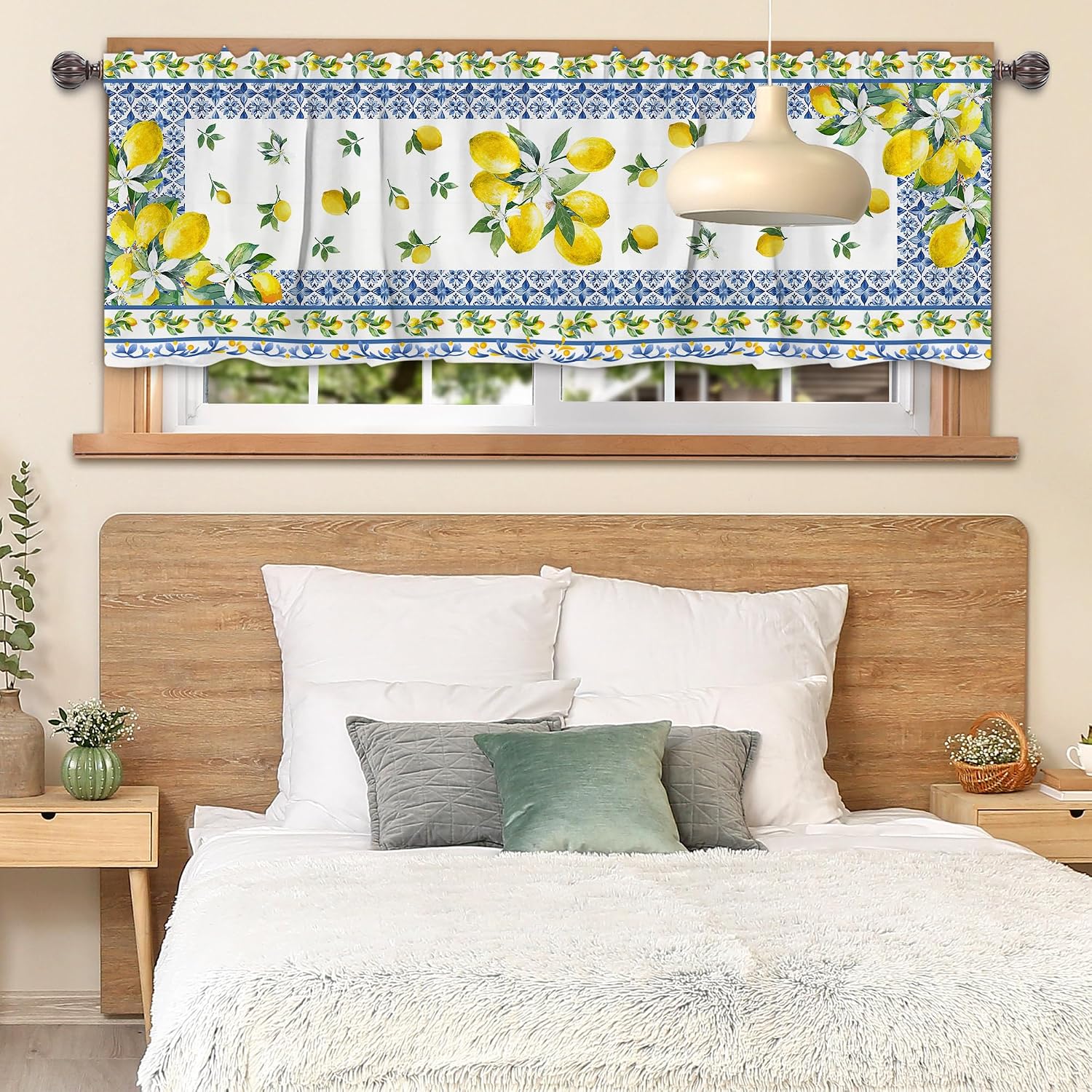 Lemon Kitchen Curtains Tiers and Valances Set 3 PCS for Window