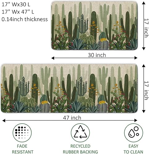 Miniatura 9 de Juego de 2 tapetes de cocina con patrón de mármol, antideslizantes, lavables, para cocina (17 pulgadas de ancho x 30 pulgadas de largo x 17 pulgadas