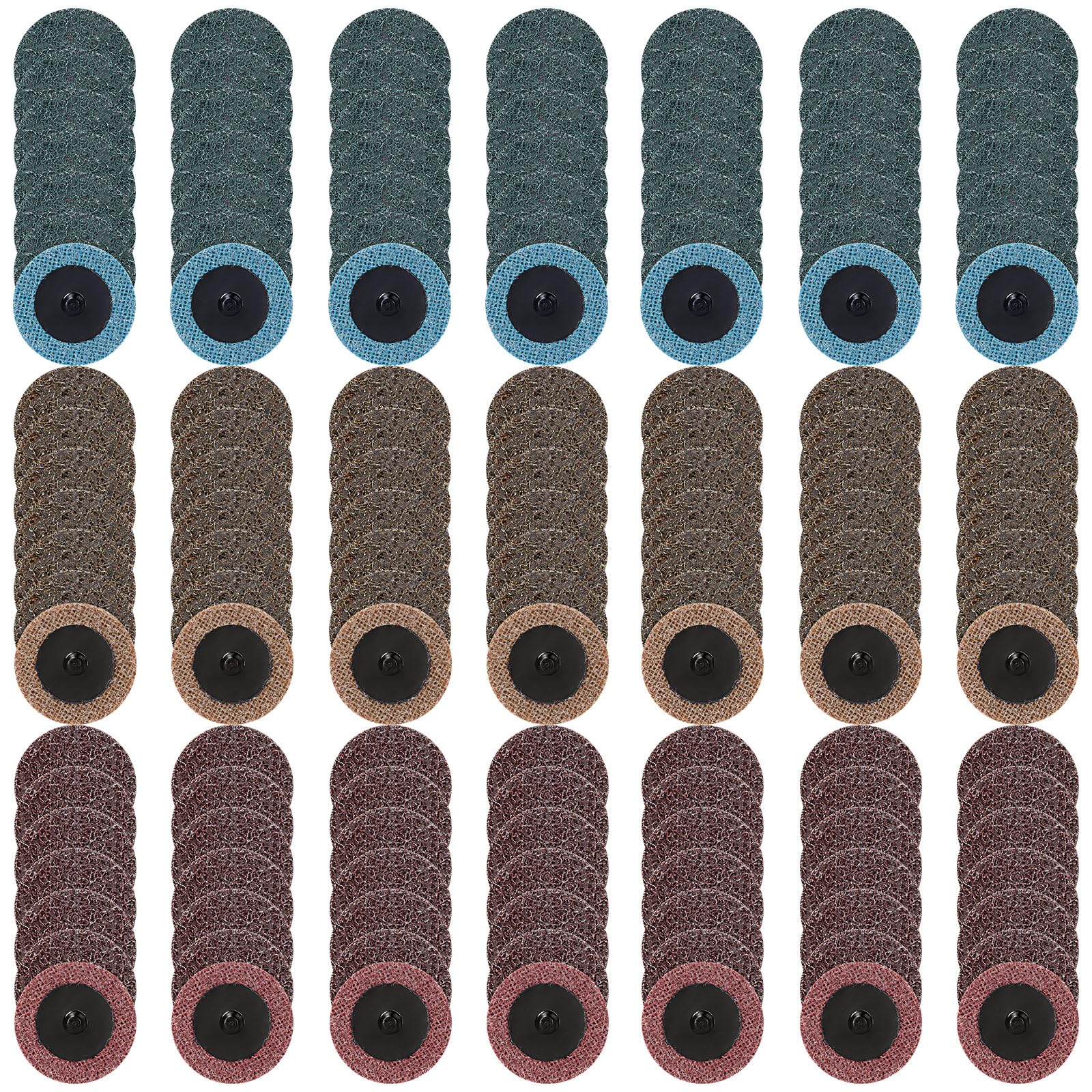 150 Pack 50 mm Quick Change Disc Set, 2 Inch Roll Lock Sanding Discs