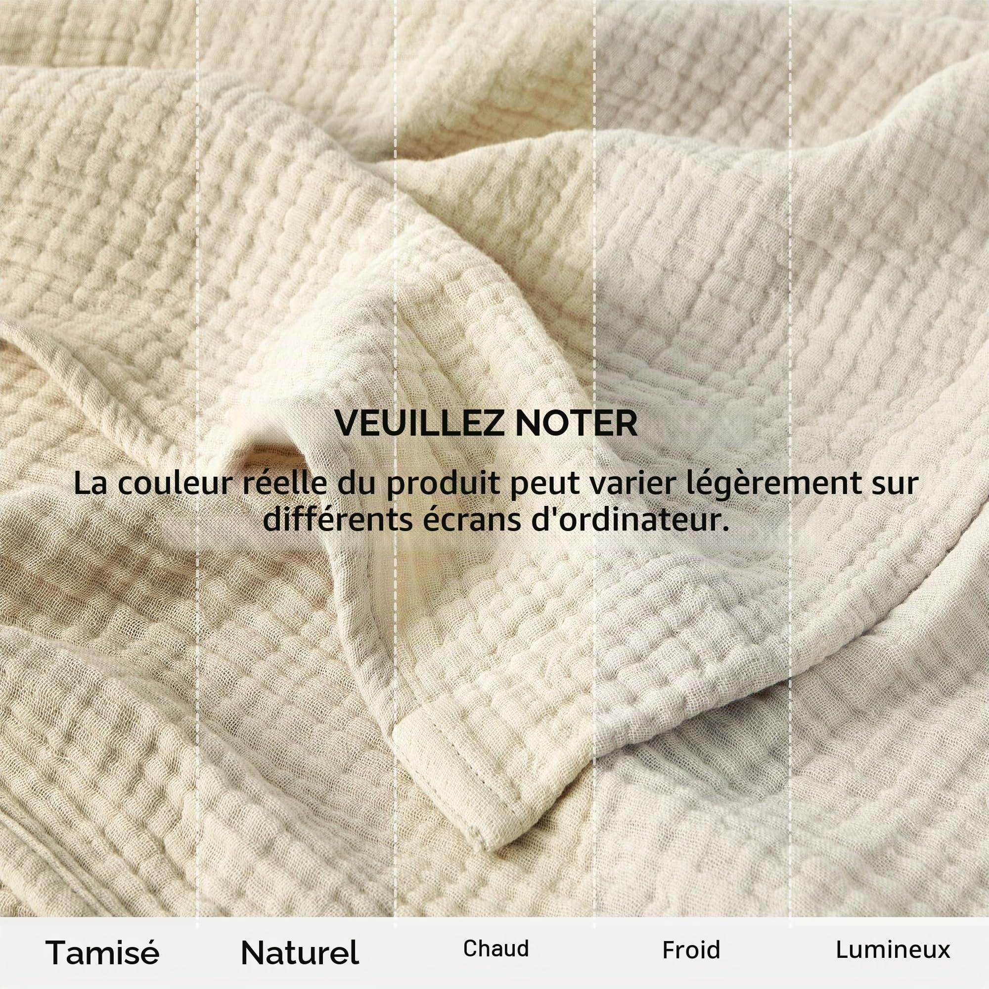 BEDSURE Couverture Mousseline 100% Coton - 4 Couches, Beige, 220x240 | Tissu Respirant Et Léger, Conçu Pour Une Utilisation Polyvalente Dans Le Salon, La Chambre Et L’Extérieur