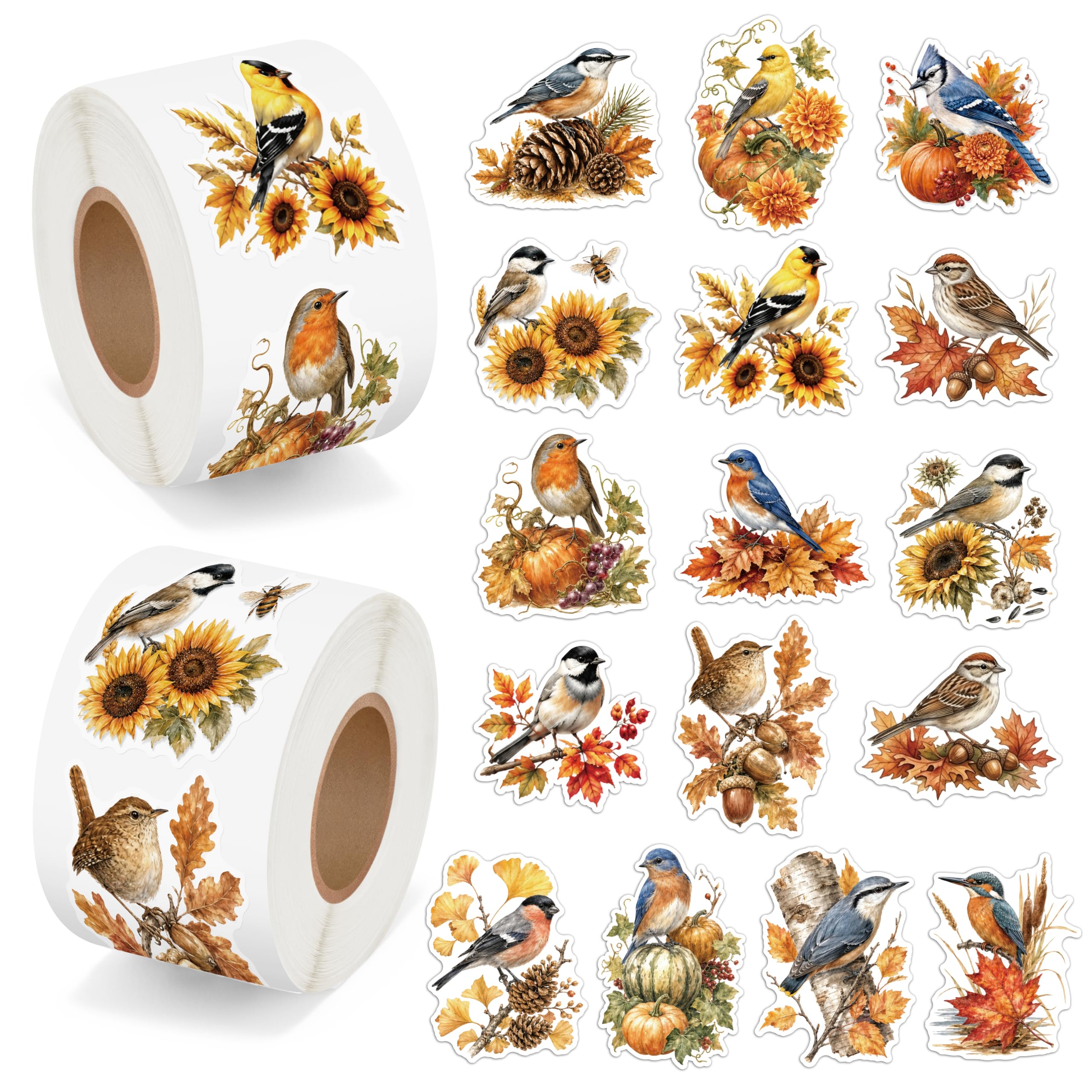 Fall Plant Bird Sticker for Laptop Nature Gift Wrapping Craft