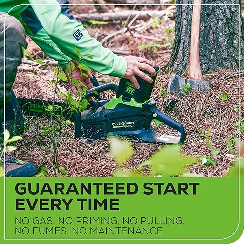 Miniatura 7 de Greenworks Motosierra inalámbrica sin escobillas de 82 V 20 pulgadas (3.4 kW) (205 cortes por carga), batería de 4.0 Ah y cargador rápido de doble