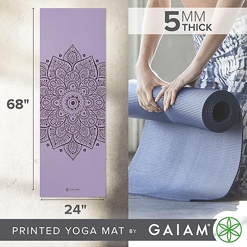 Miniatura 3 de Gaiam - Tapete de yoga, 0.2 pulgadas (5 mm) de grosor, estampado, grueso y antideslizante, para todo tipo de ejercicios de yoga, pilates y