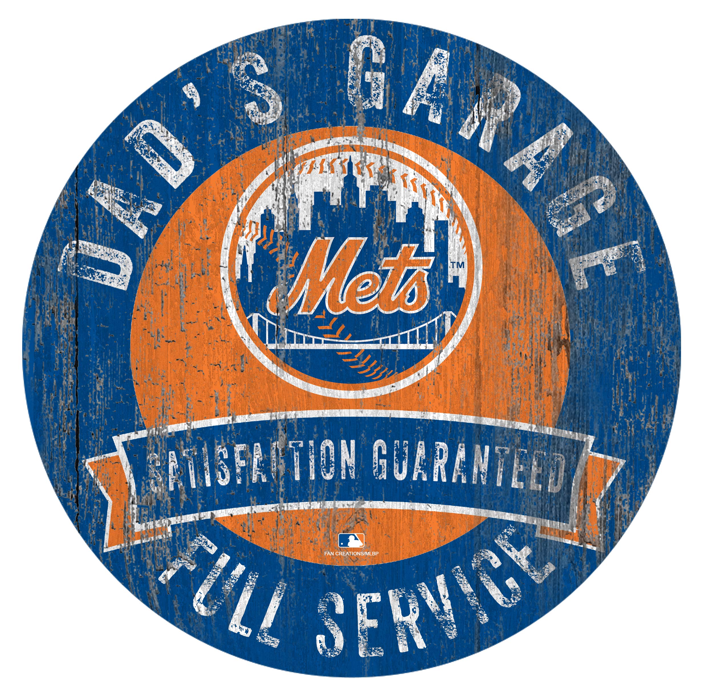 Fan CreationsMLB New York Mets 12" Round Dad's Garage Wood Sign