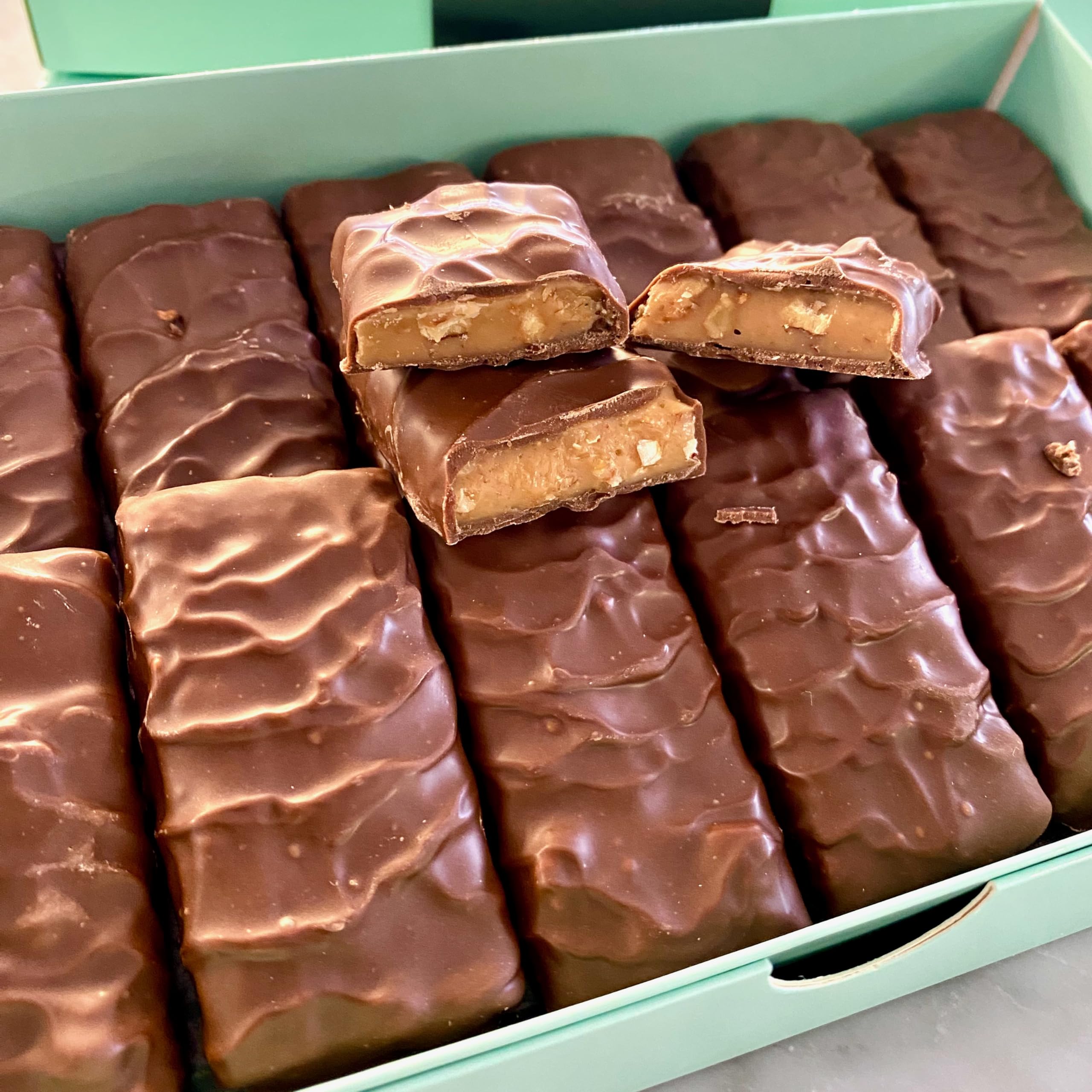 Malibu's 1 lb of Gourmet English Toffee with Roasted Pecans in Candy Bar Stick Shapes Doused in Gourmet Milk Chocolate