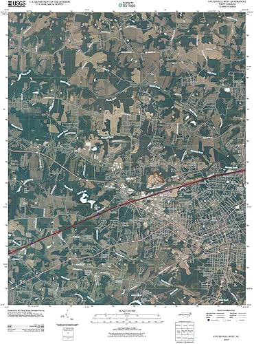 North Carolina Maps  2010 Statesville, NC  USGS Historical Topographic Wall Art  44 in x 55 in