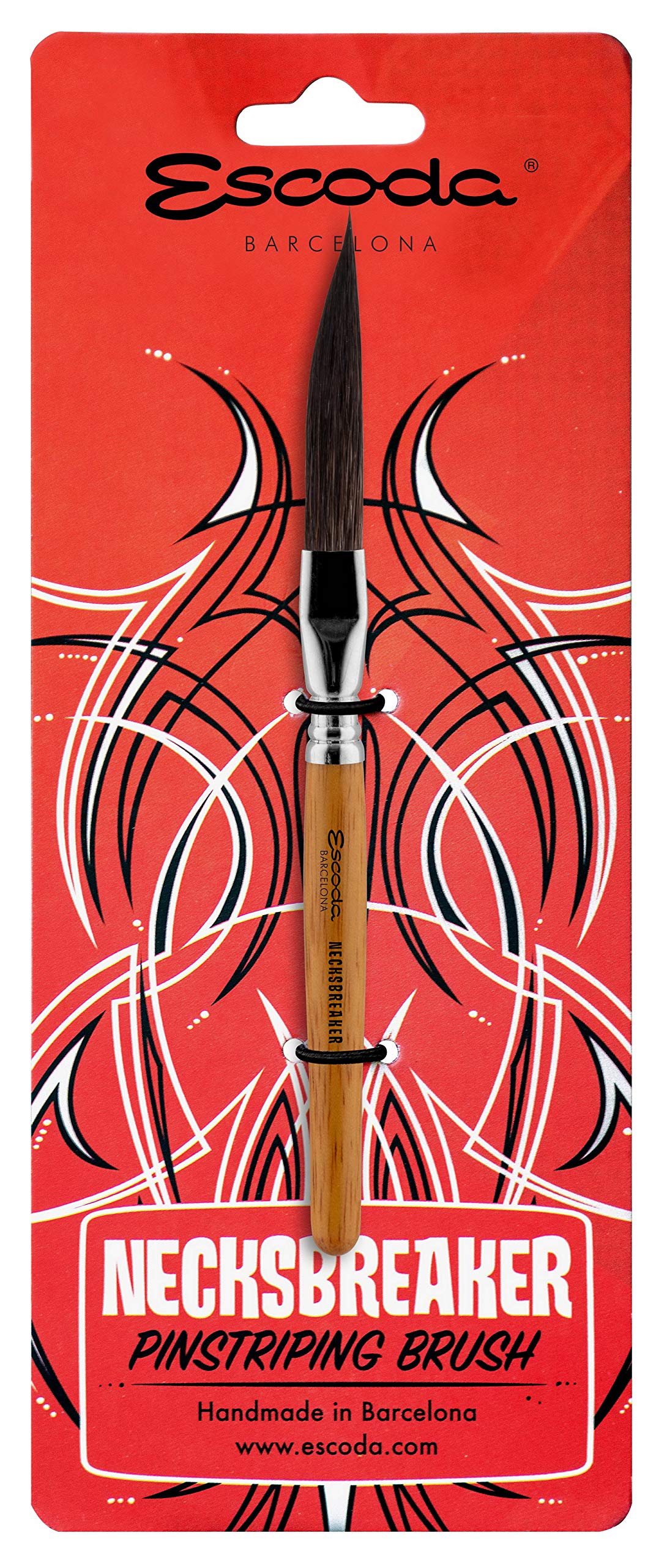 ESCODA Set 3 Pennelli Pinstriping - nº 8,4,1 Piatto Obliquo Curvo Tondo Punta Lunga Serie Necksbreacker Pinstriping Longliner Dettagli Professionale Fatto a Mano a Barcellona.